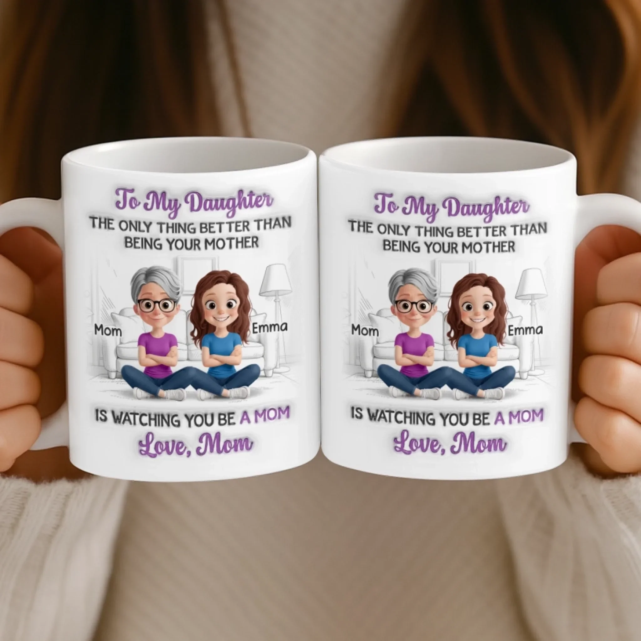 Custom 3D Inflated Effect Printed Mug - Personalized Mother's Day Gifts For Mom, Daughter - Always My Little Girl - Image 5