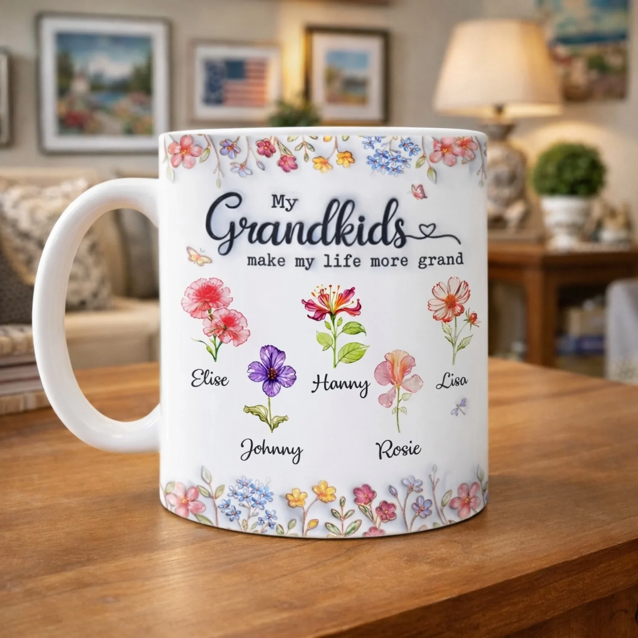 Custom 3D Inflated Effect Printed Mug - Personalized Mother's Day Gifts For Mom, Grandma - Grandkids Make Life Sweet - Image 4