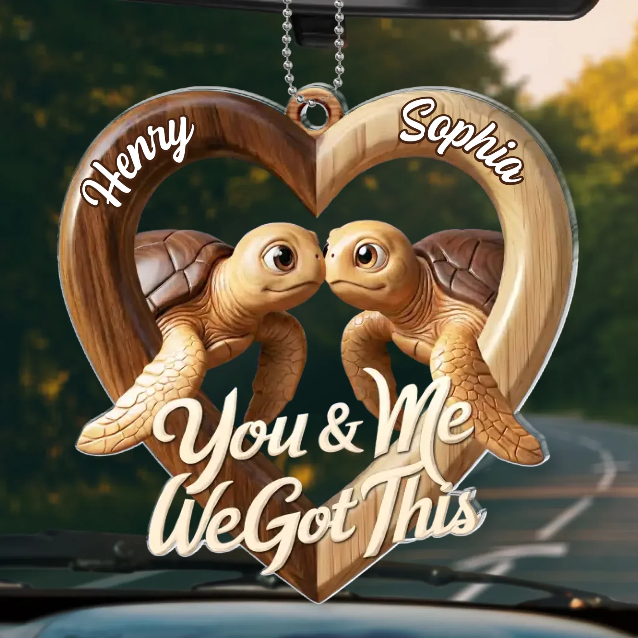 Custom Acrylic Car Ornament - Personalized Anniversary Wedding Gifts For Husband And Wife, Him And Her - Two Hearts One Road - Image 2