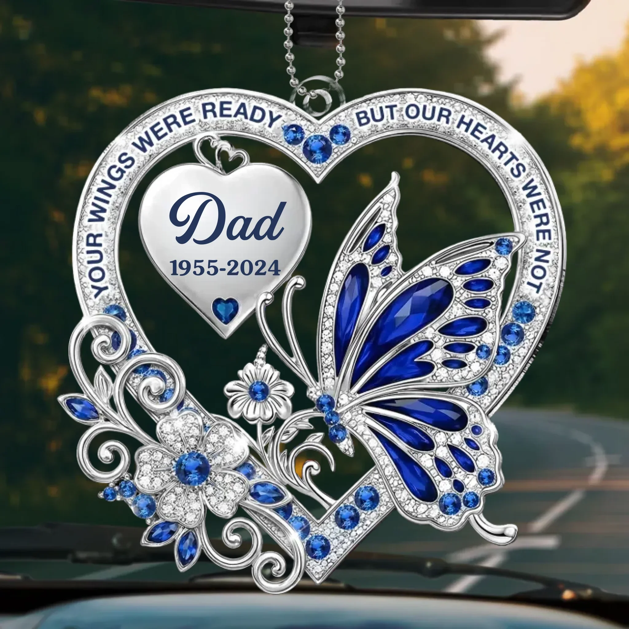 Custom Acrylic Car Ornament - Personalized Memorial Sympathy Gifts For Loss Of Mom, Dad - Loved More Than Words - Image 2