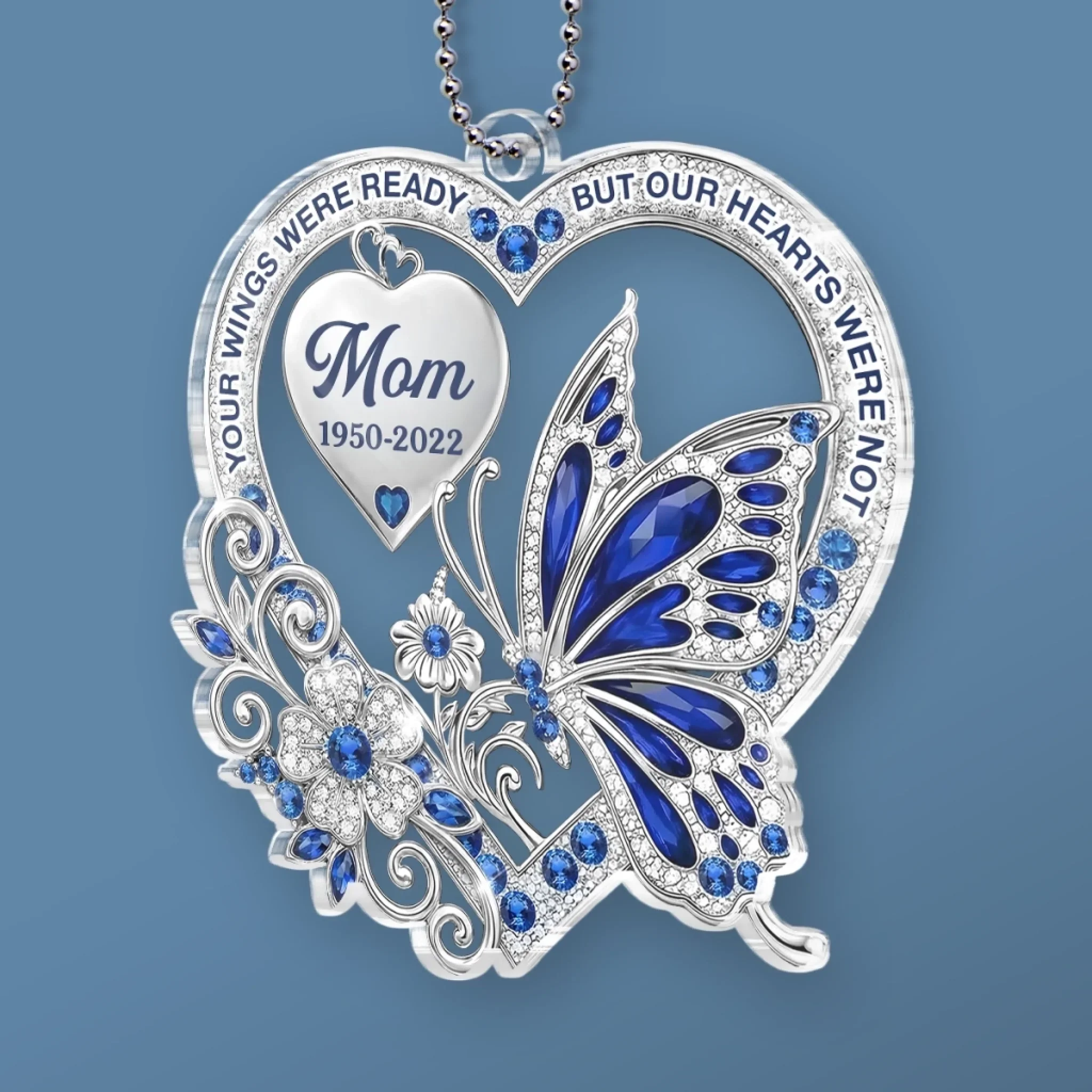 Custom Acrylic Car Ornament - Personalized Memorial Sympathy Gifts For Loss Of Mom, Dad - Loved More Than Words - Image 3