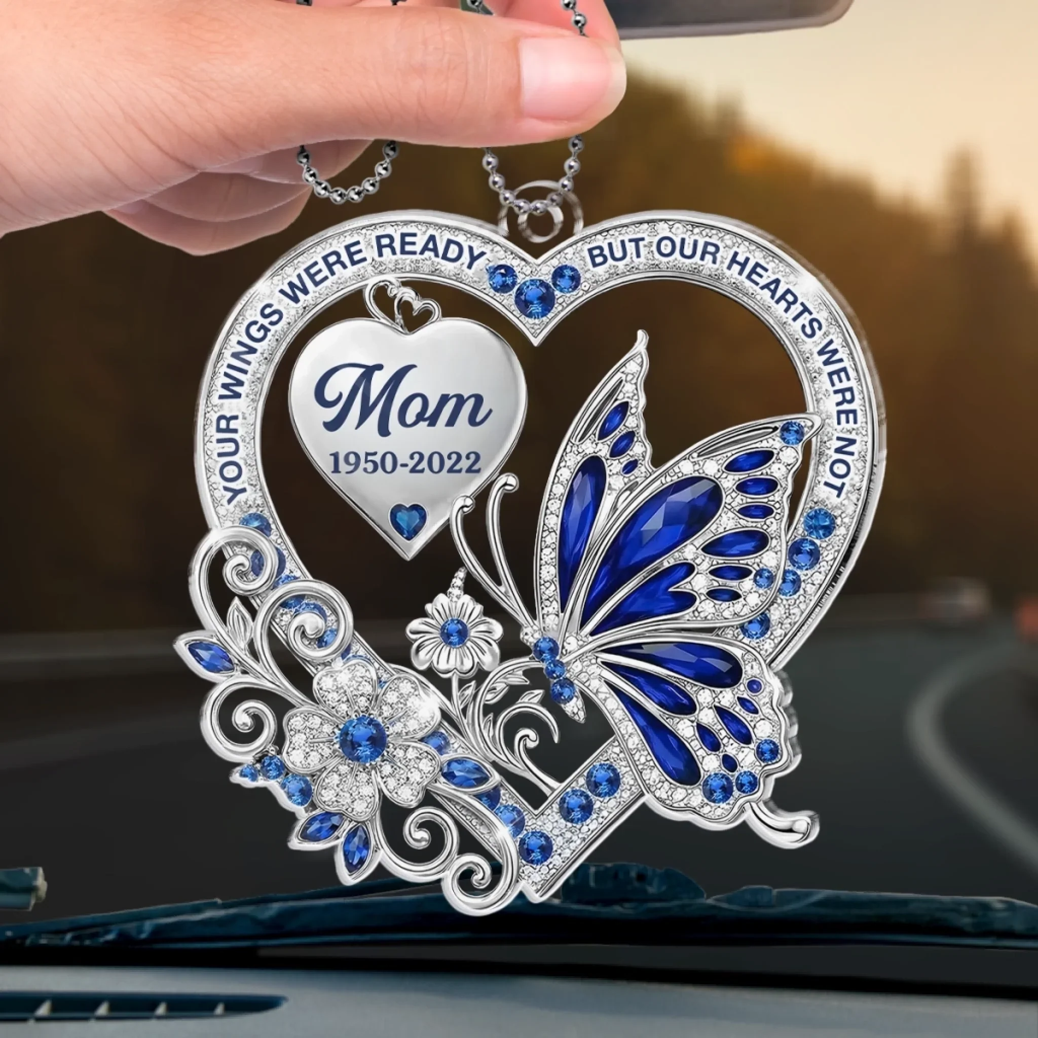 Custom Acrylic Car Ornament - Personalized Memorial Sympathy Gifts For Loss Of Mom, Dad - Loved More Than Words - Image 4