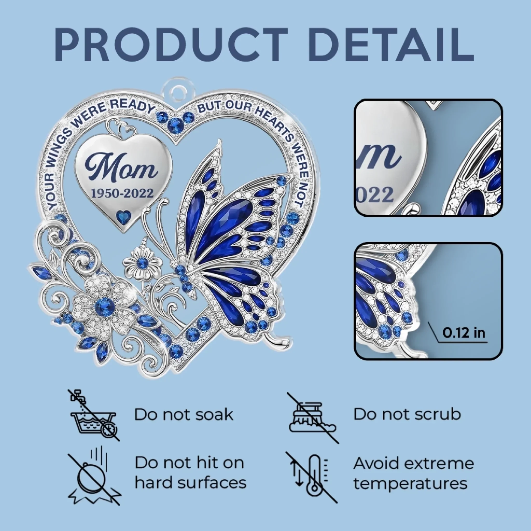 Custom Acrylic Car Ornament - Personalized Memorial Sympathy Gifts For Loss Of Mom, Dad - Loved More Than Words - Image 5