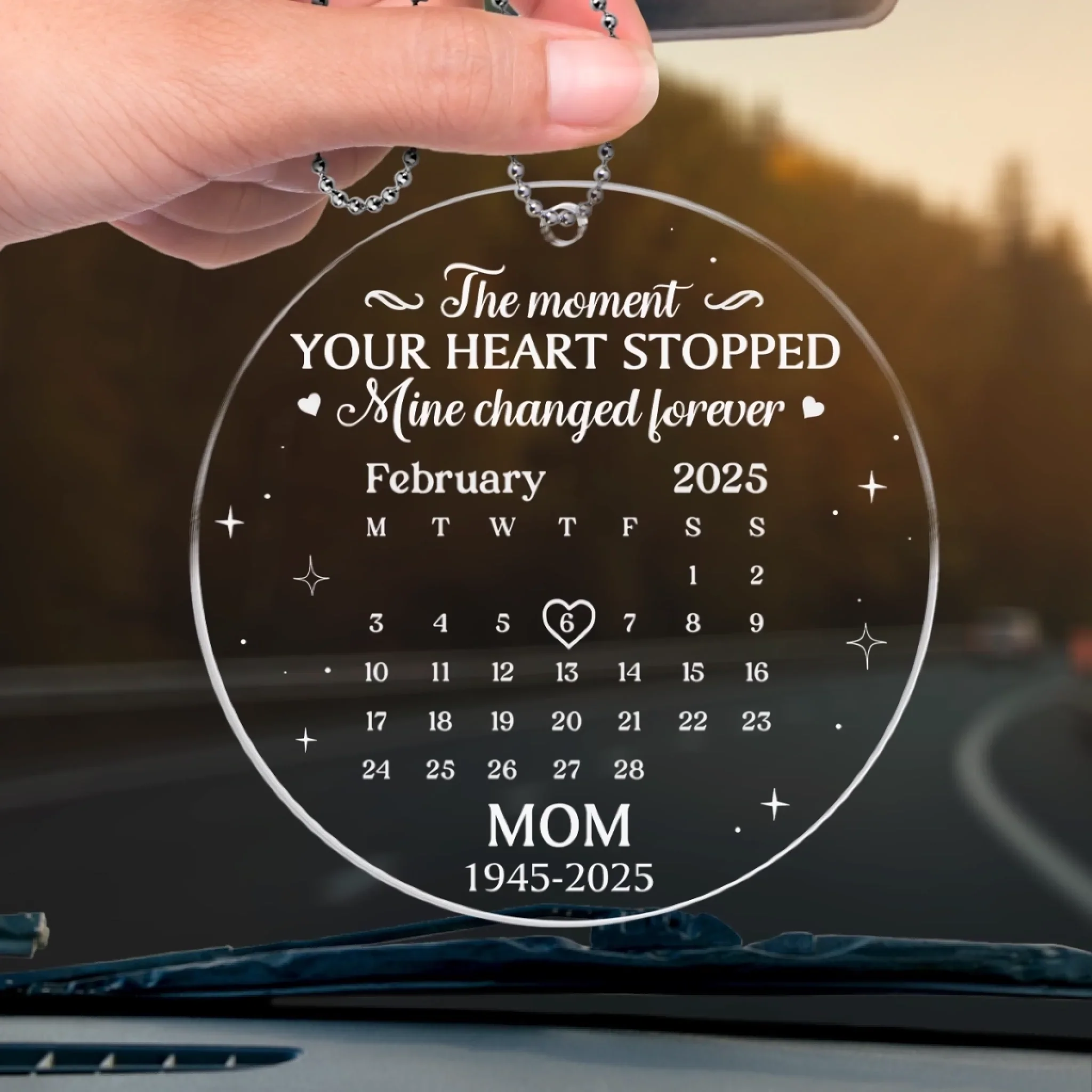 Custom Acrylic Car Ornament - Personalized Memorial Sympathy Gifts For Loss Of Mom, Dad - Riding With Angels Above - Image 4