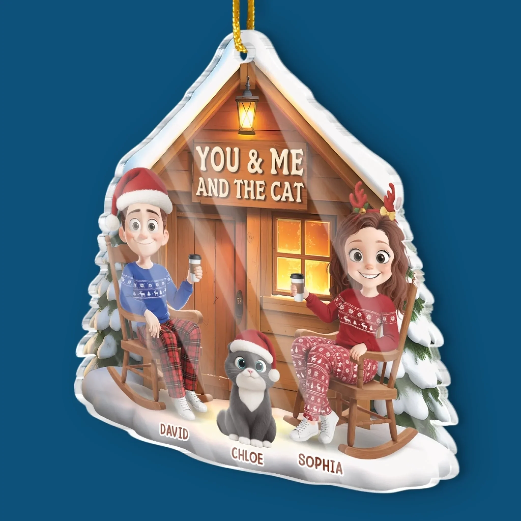 Custom Acrylic Ornament - Personalized Anniversary Christmas Wedding Gifts For Husband And Wife, Cat Mom And Dad - You, Me And The Purr Machine - Image 3