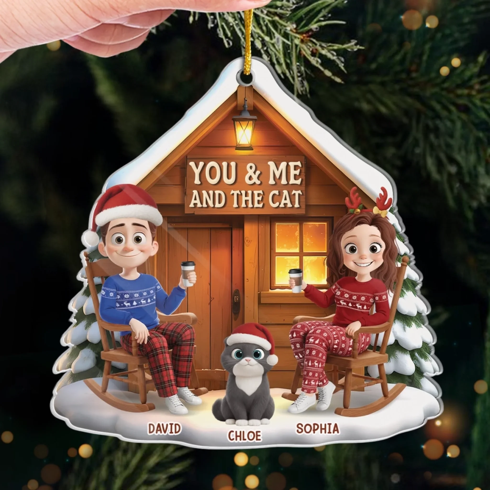 Custom Acrylic Ornament - Personalized Anniversary Christmas Wedding Gifts For Husband And Wife, Cat Mom And Dad - You, Me And The Purr Machine - Image 4