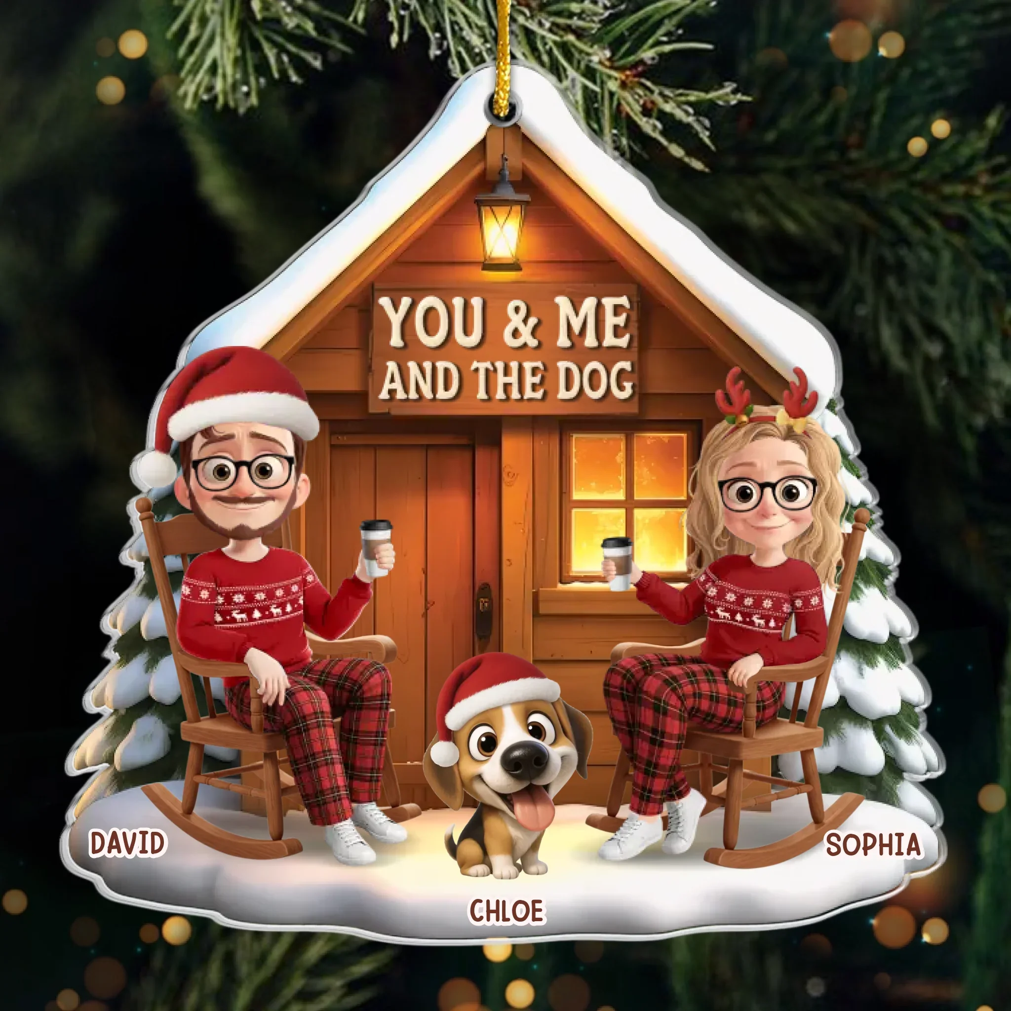 Custom Acrylic Ornament - Personalized Anniversary Christmas Wedding Gifts For Husband And Wife,  Dog Dad And Mom - Together With Our Pup - Image 2