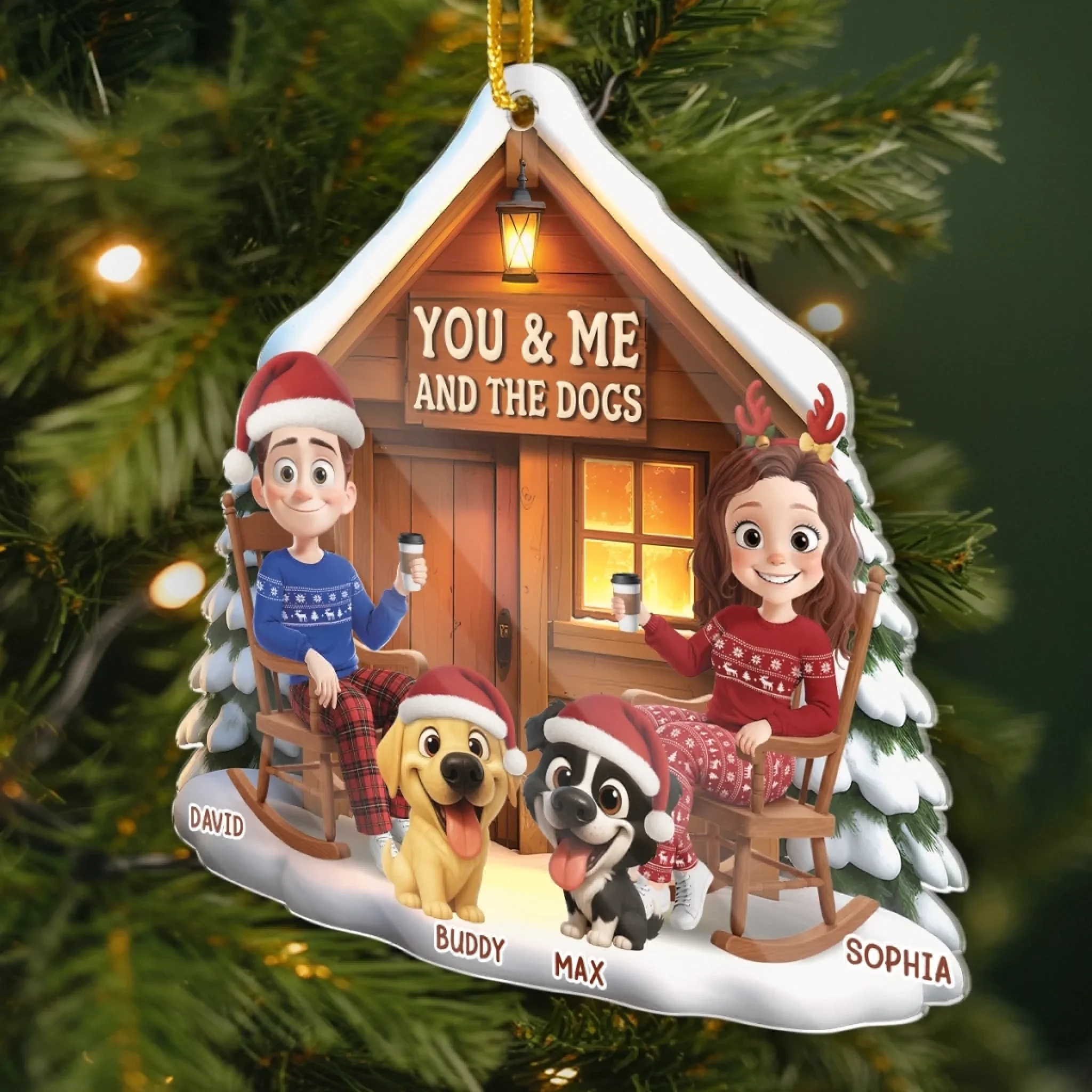 Custom Acrylic Ornament - Personalized Anniversary Christmas Wedding Gifts For Husband And Wife,  Dog Dad And Mom - Together With Our Pup - Image 3