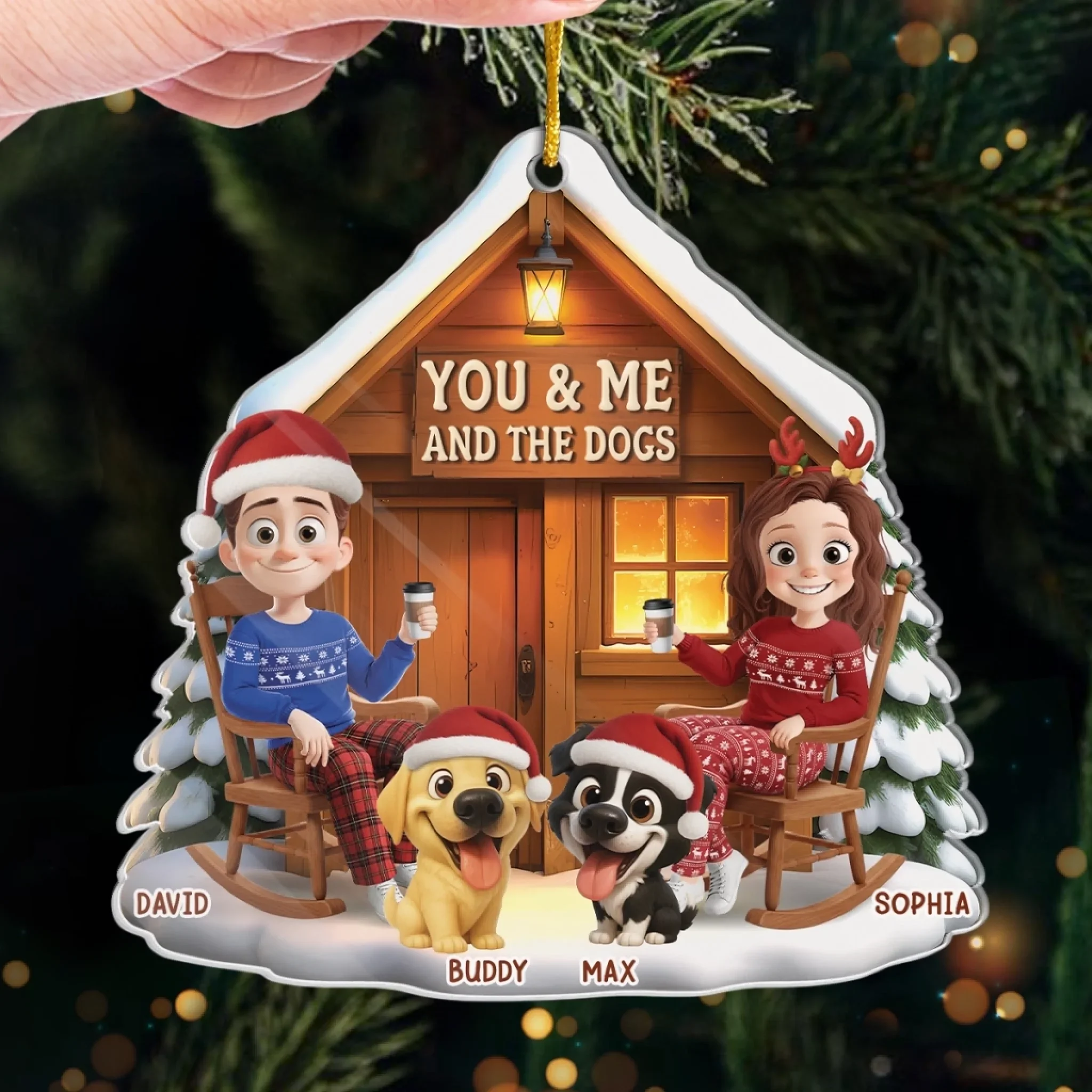 Custom Acrylic Ornament - Personalized Anniversary Christmas Wedding Gifts For Husband And Wife,  Dog Dad And Mom - Together With Our Pup - Image 4
