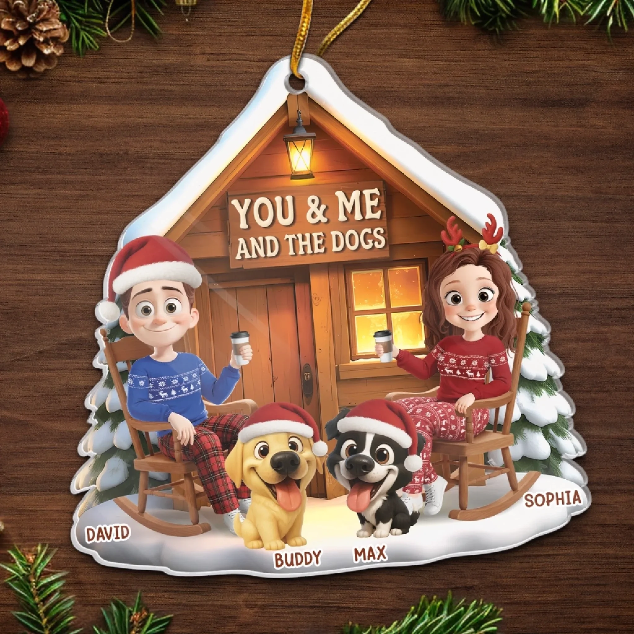 Custom Acrylic Ornament - Personalized Anniversary Christmas Wedding Gifts For Husband And Wife,  Dog Dad And Mom - Together With Our Pup - Image 5
