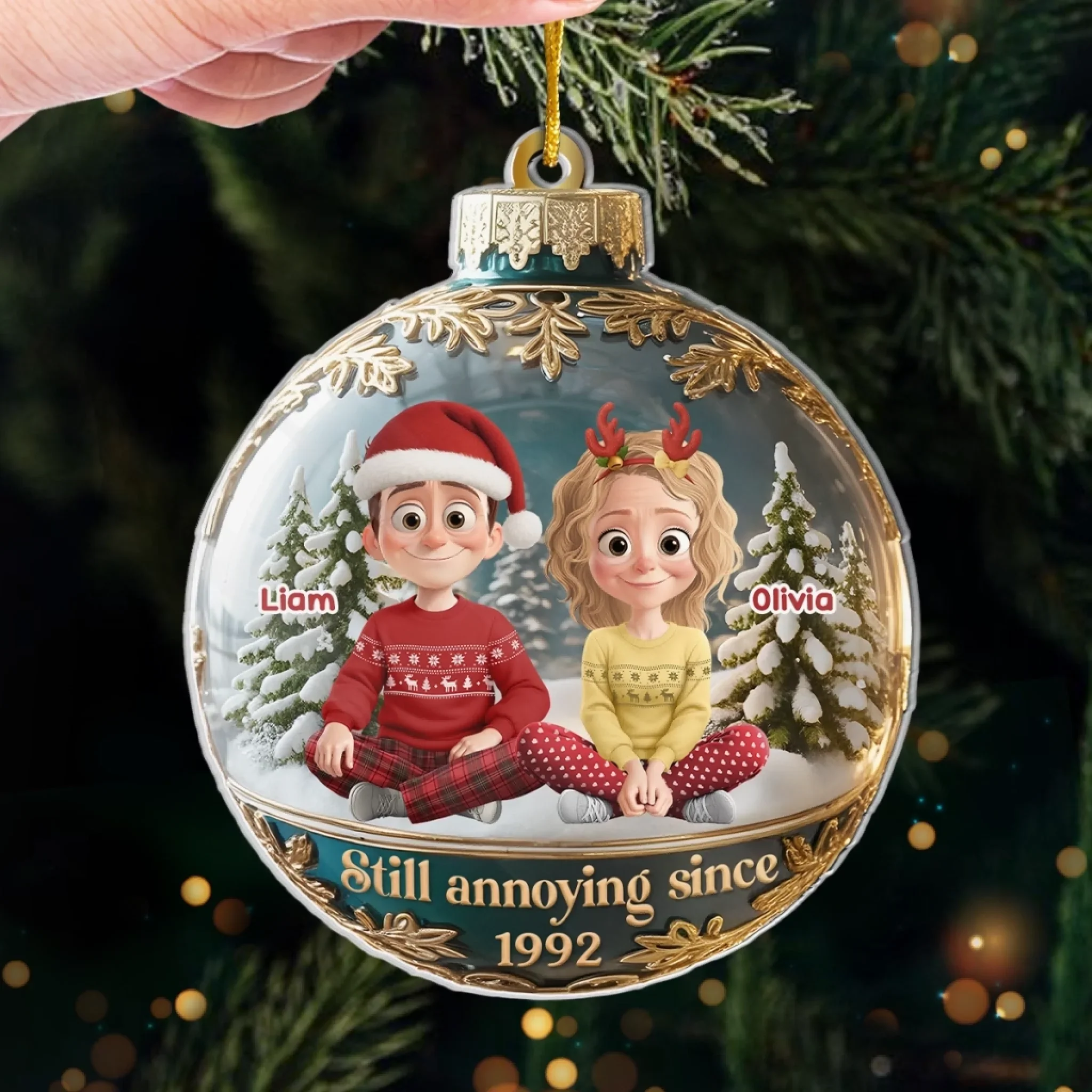 Custom Acrylic Ornament - Personalized Anniversary Christmas Wedding Gifts For Husband And Wife, Him And Her - Our Hearts Sparkle This Season - Image 4