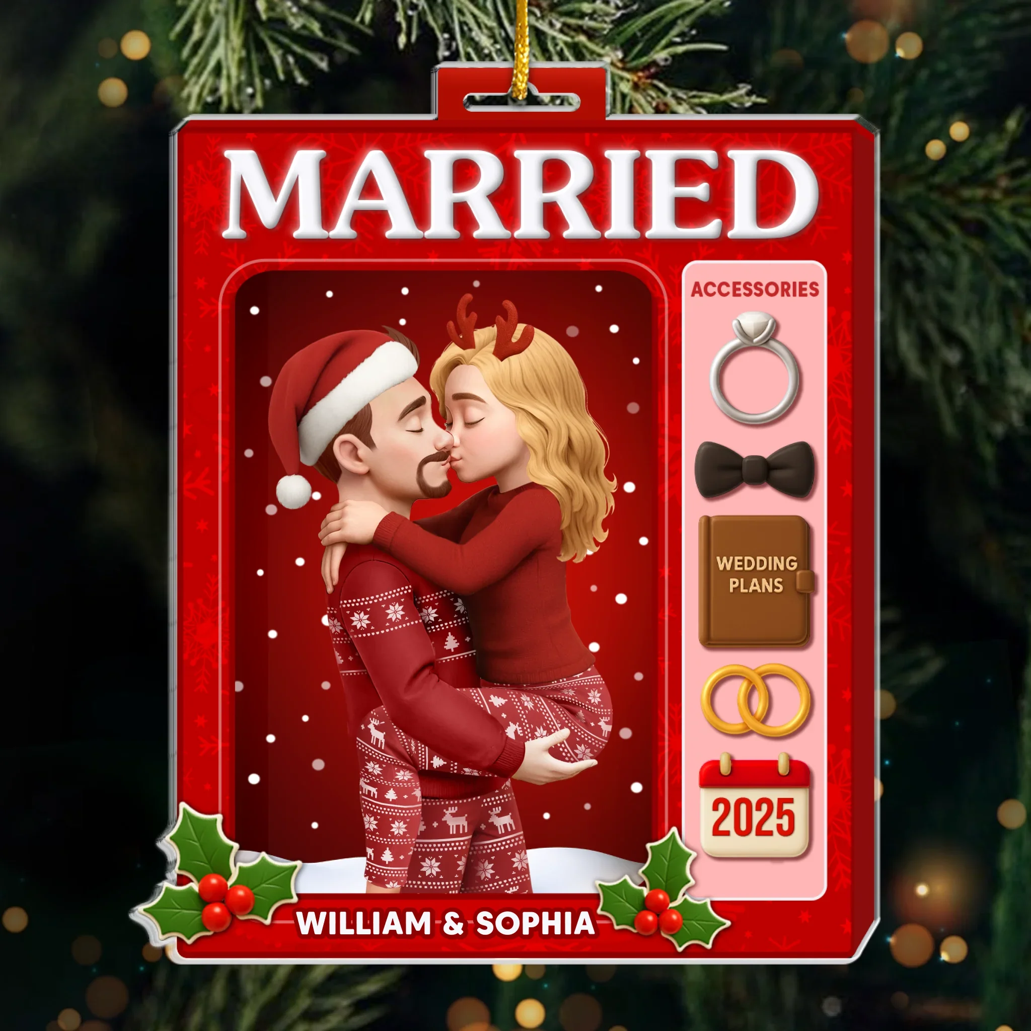 Custom Acrylic Ornament - Personalized Anniversary Christmas Wedding Gifts For Husband And Wife, Him And Her - Our Love, Our Brand - Image 2