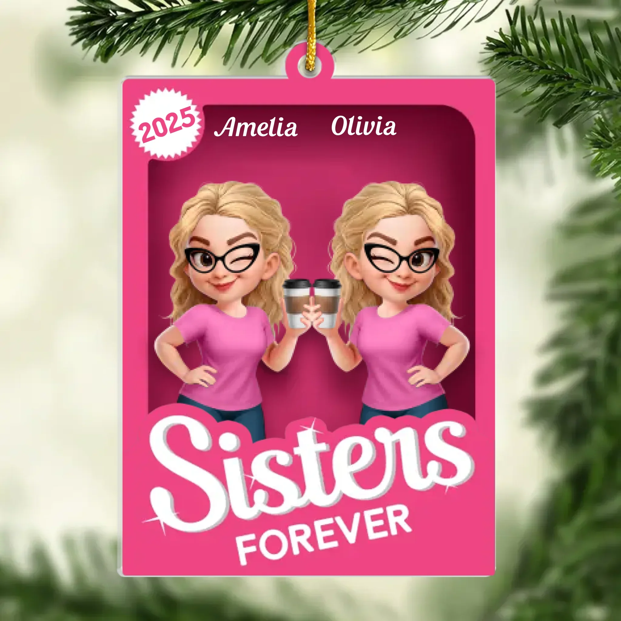 Custom Acrylic Ornament - Personalized Best Friend Birthday Gifts For Women - Sisters Forever - Image 2