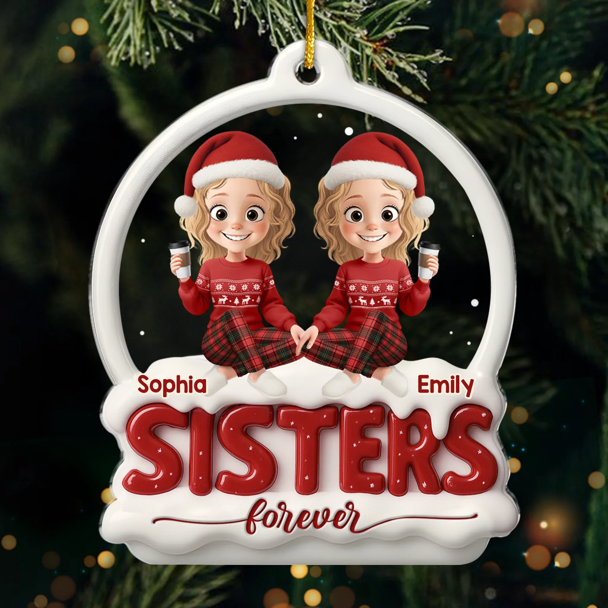 Custom Acrylic Ornament - Personalized Best Friend Christmas Birthday Gifts For Women, Besties, Sisters, BFF - Bestie Nights Glow With Cheer - Image 2