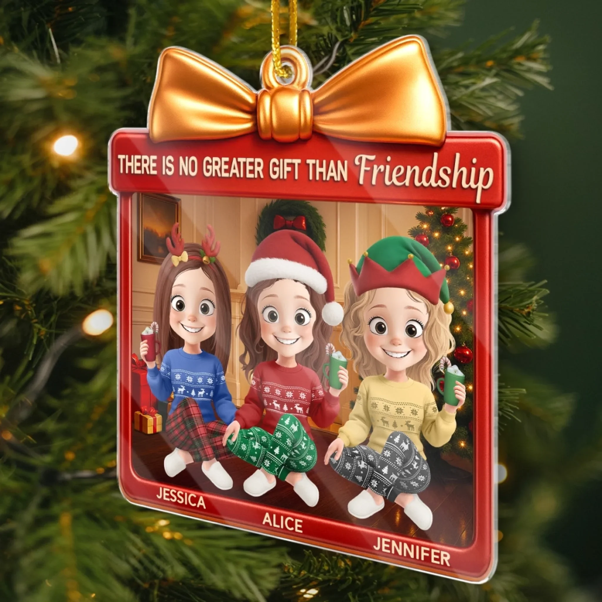 Custom Acrylic Ornament - Personalized Best Friend Christmas Birthday Gifts For Women, Besties, Sisters, BFF - Friendship Is The Real Magic - Image 3