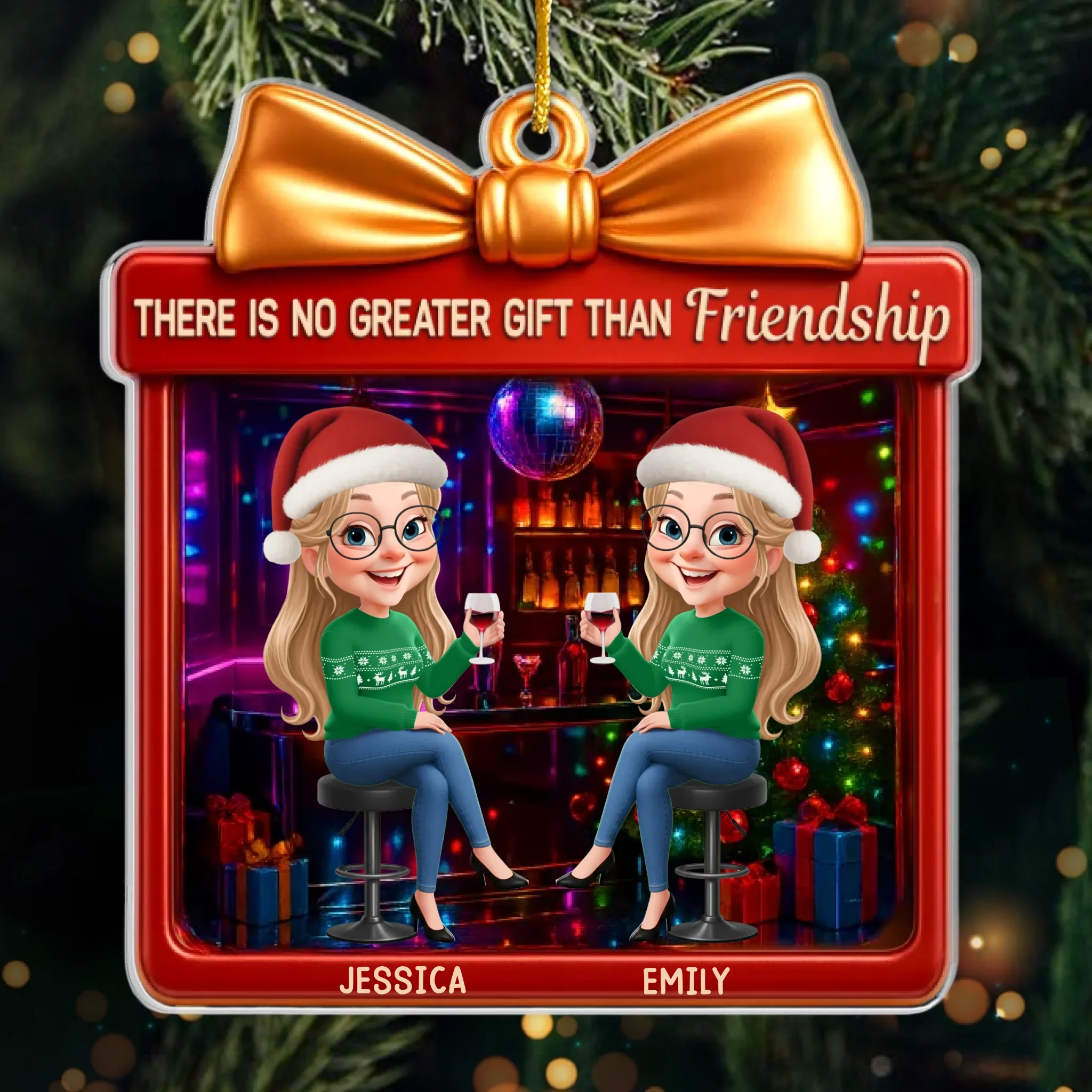 Custom Acrylic Ornament - Personalized Best Friend Christmas Birthday Gifts For Women, Besties, Sisters, BFF - Kindred Hearts Endless Laughs - Image 2