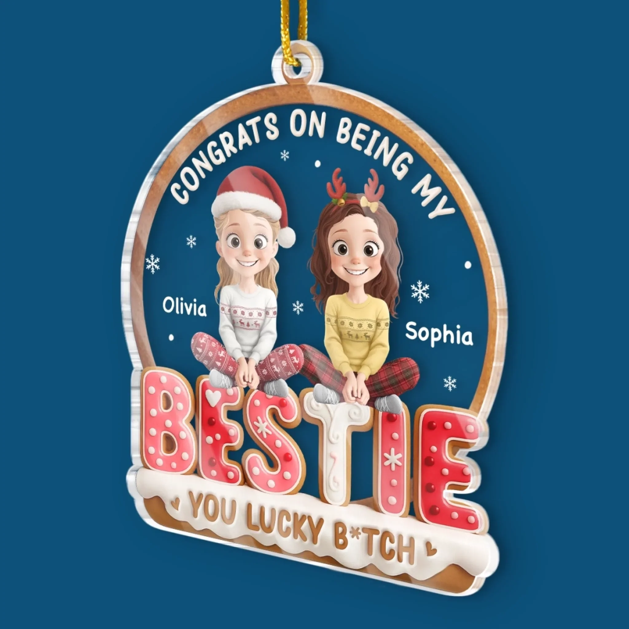 Custom Acrylic Ornament - Personalized Best Friend Christmas Birthday Gifts For Women, Besties, Sisters, BFF - Together We Bloom With Joy - Image 3