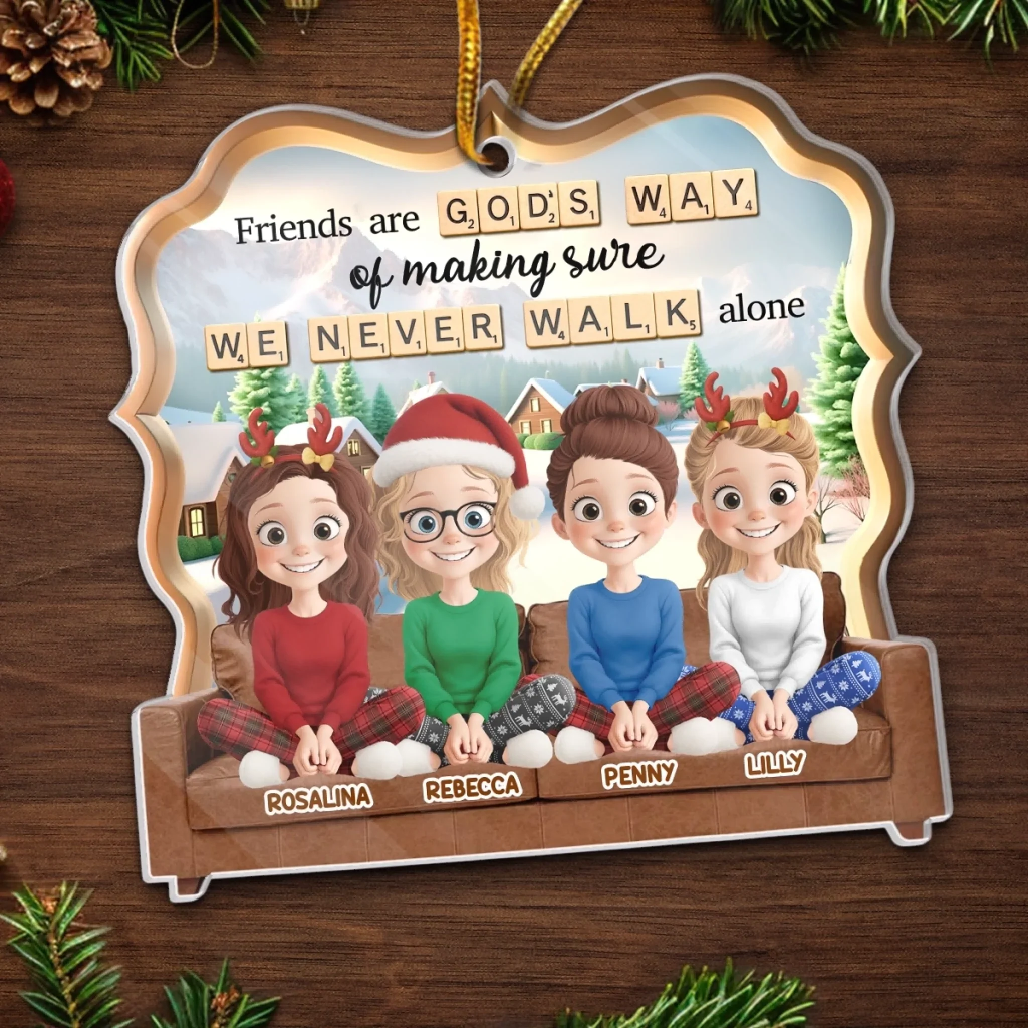 Custom Acrylic Ornament - Personalized Best Friend Christmas Birthday Gifts For Women, Besties, Sisters, BFF - We Laugh In Sync - Image 5