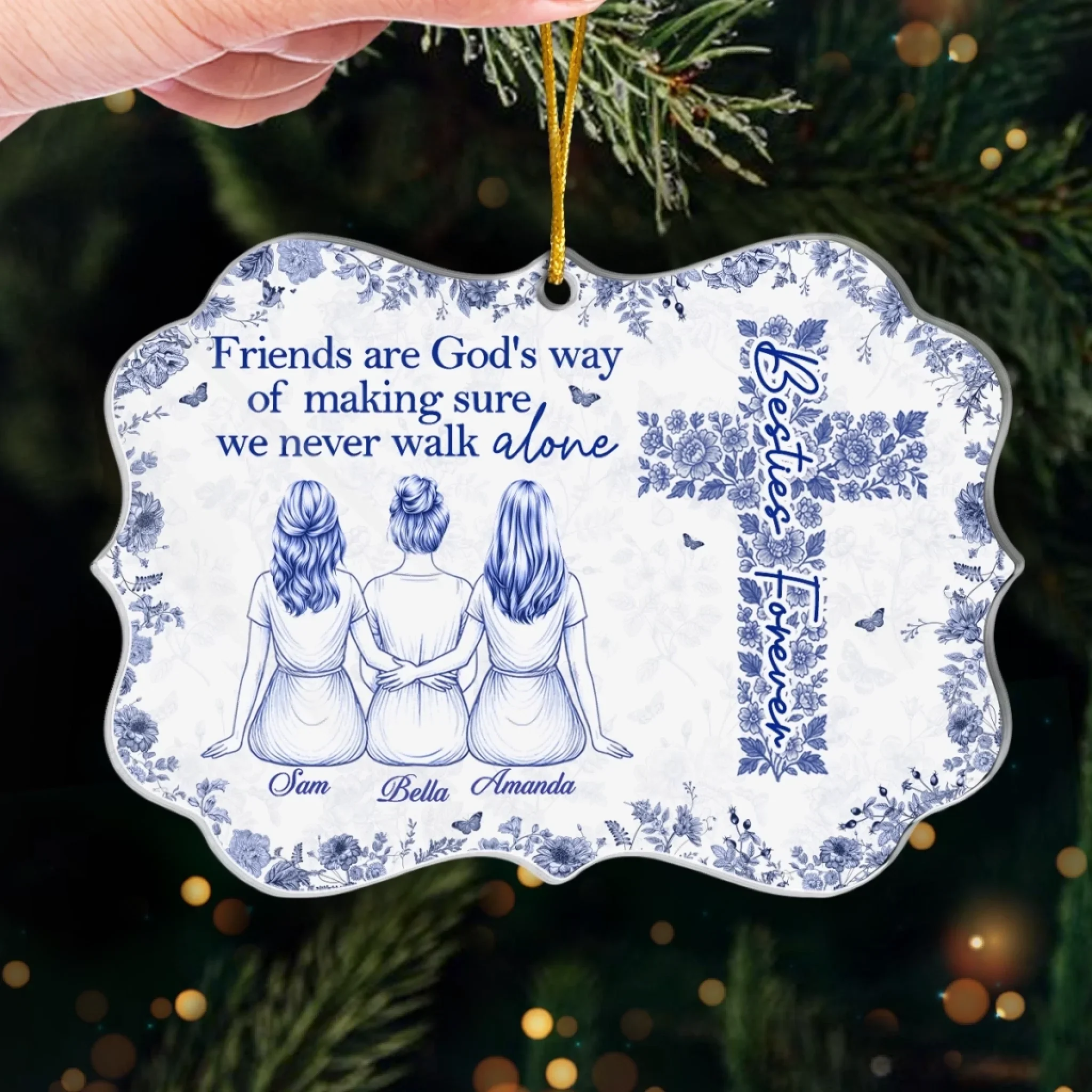 Custom Acrylic Ornament - Personalized Best Friend Christmas Birthday Gifts For Women, Besties, Sisters, BFF - Wrapped In Friendship And Joy - Image 4