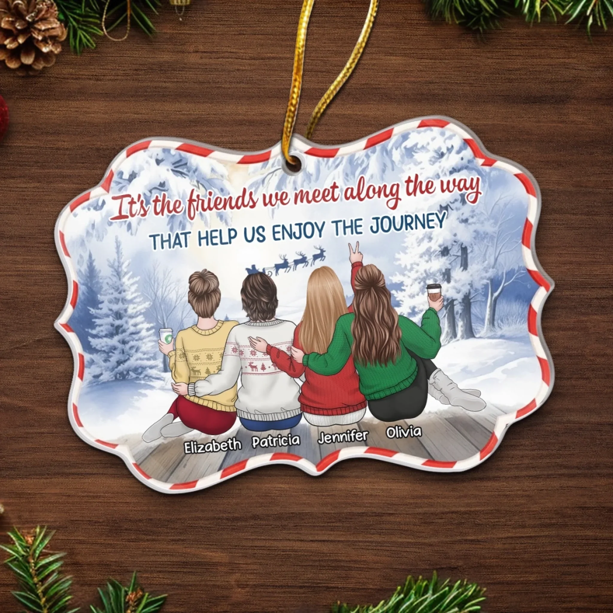 Custom Acrylic Ornament - Personalized Best Friend Christmas Birthday Gifts For Women, Besties, Sisters, BFF - Wrapped In Joy And Friendship - Image 5