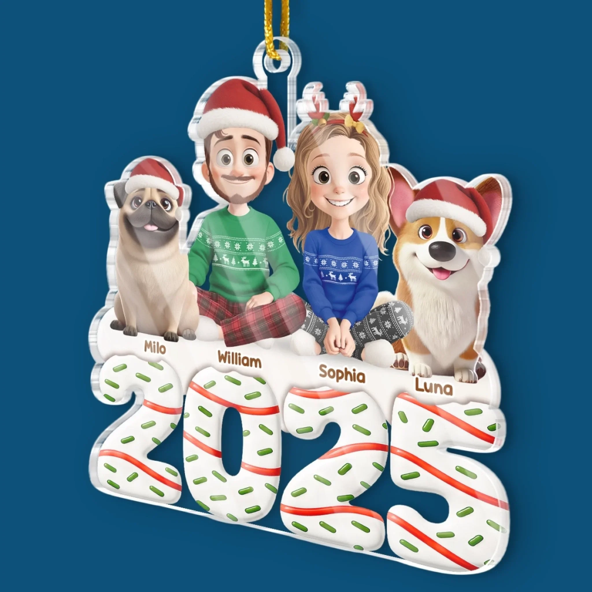 Custom Acrylic Ornament - Personalized Christmas Anniversary Birthday Gifts For Couples, Family, Husband and Wife, Dog Lovers, Pet Lovers - Happiness Is Two Hearts And Four Paws - Image 3