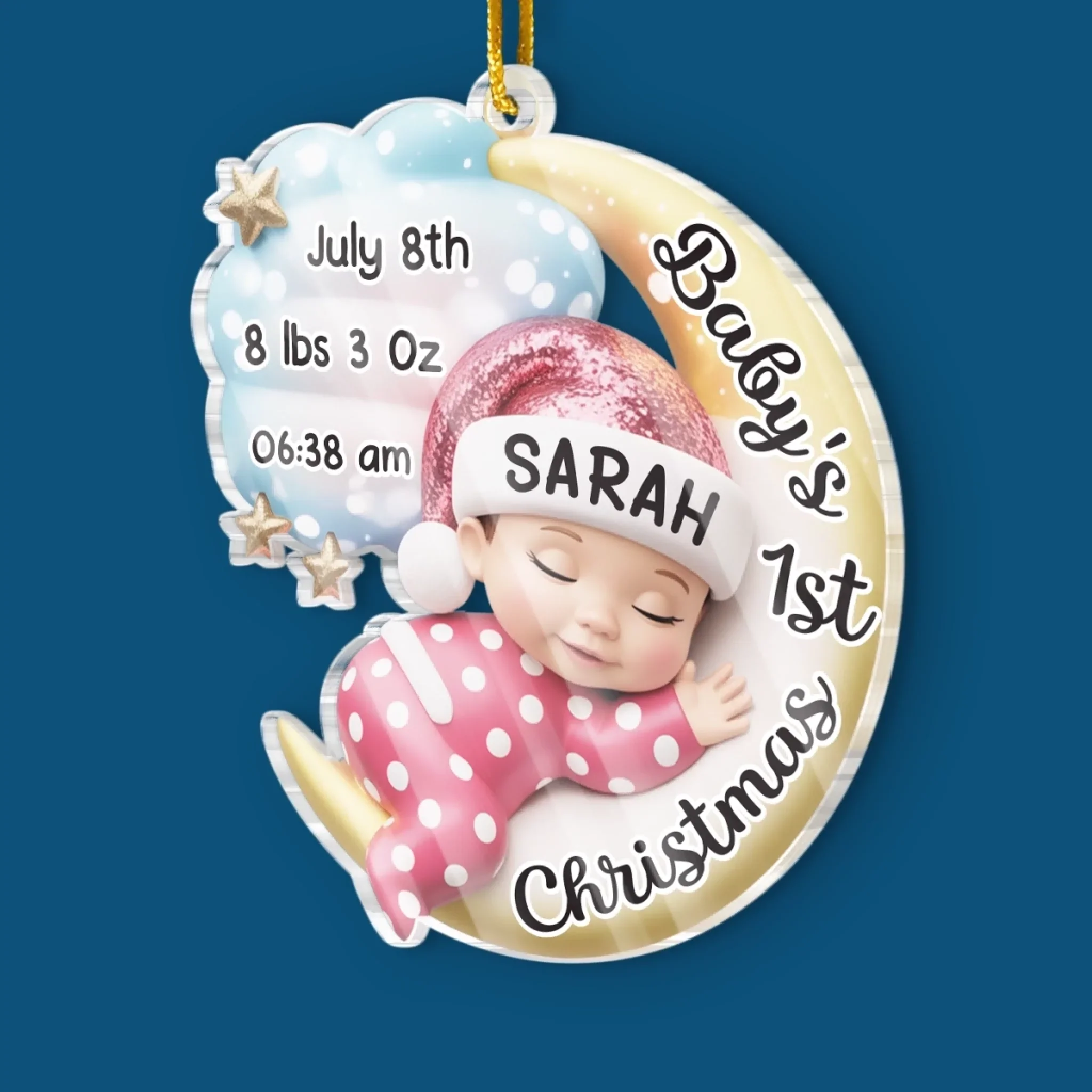Custom Acrylic Ornament - Personalized Christmas Baby Shower, Gender Reveal Gifts For New Moms, New Dads, New Parents - Cherishing Your Very First Christmas - Image 3