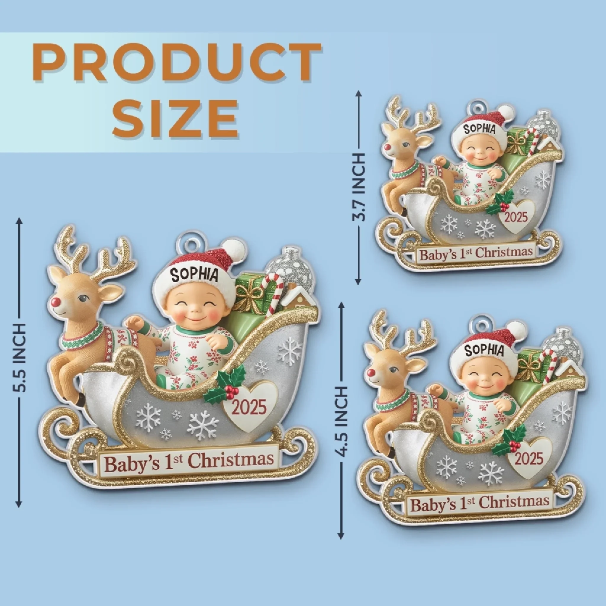 Custom Acrylic Ornament - Personalized Christmas Baby Shower, Gender Reveal Gifts For New Moms, New Dads, New Parents - Tiny Feet Big Christmas Joy - Image 6