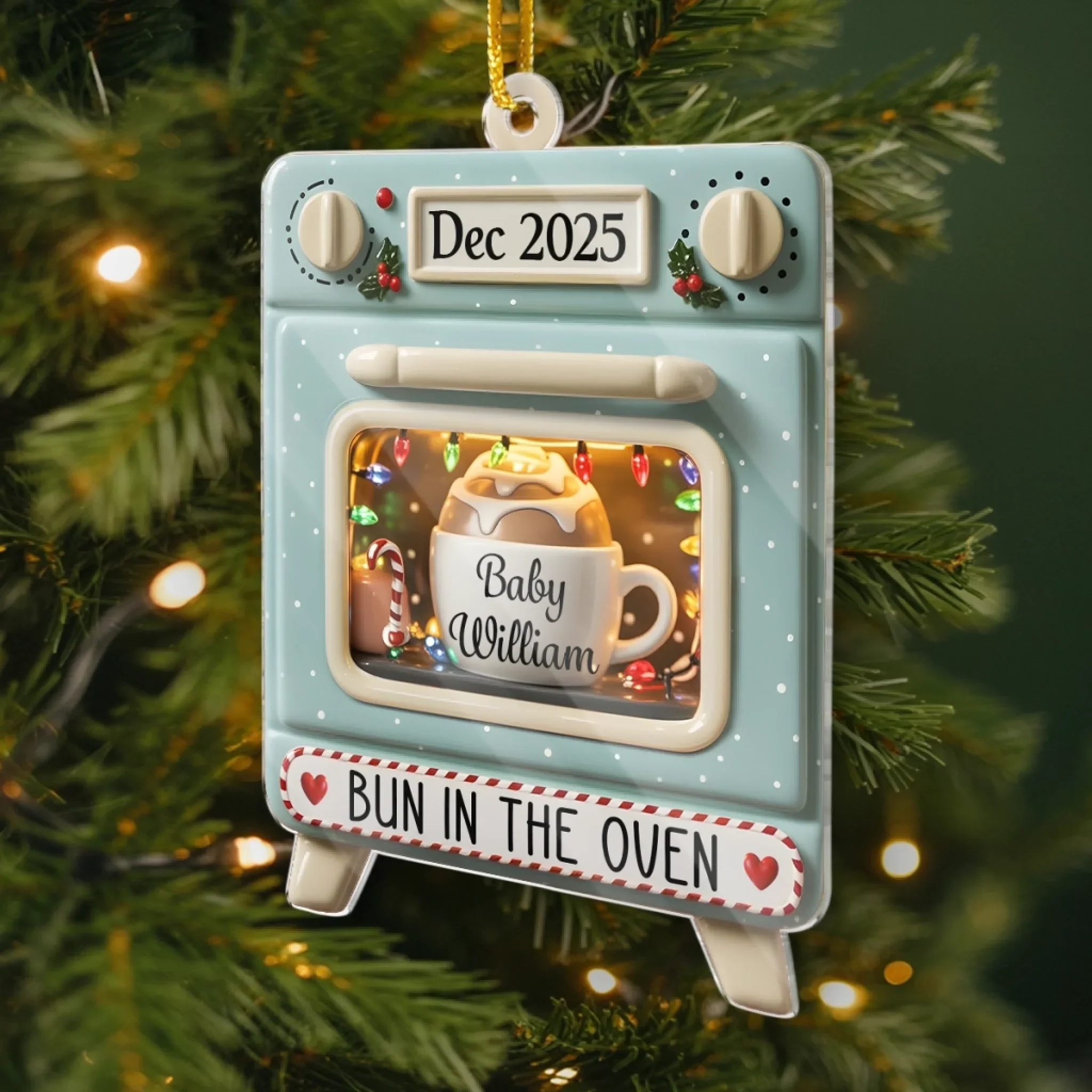Custom Acrylic Ornament - Personalized  Christmas Baby Shower, Gender Reveal Gifts For New Moms, New Dads, New Parents - Welcome To Your Little World - Image 3