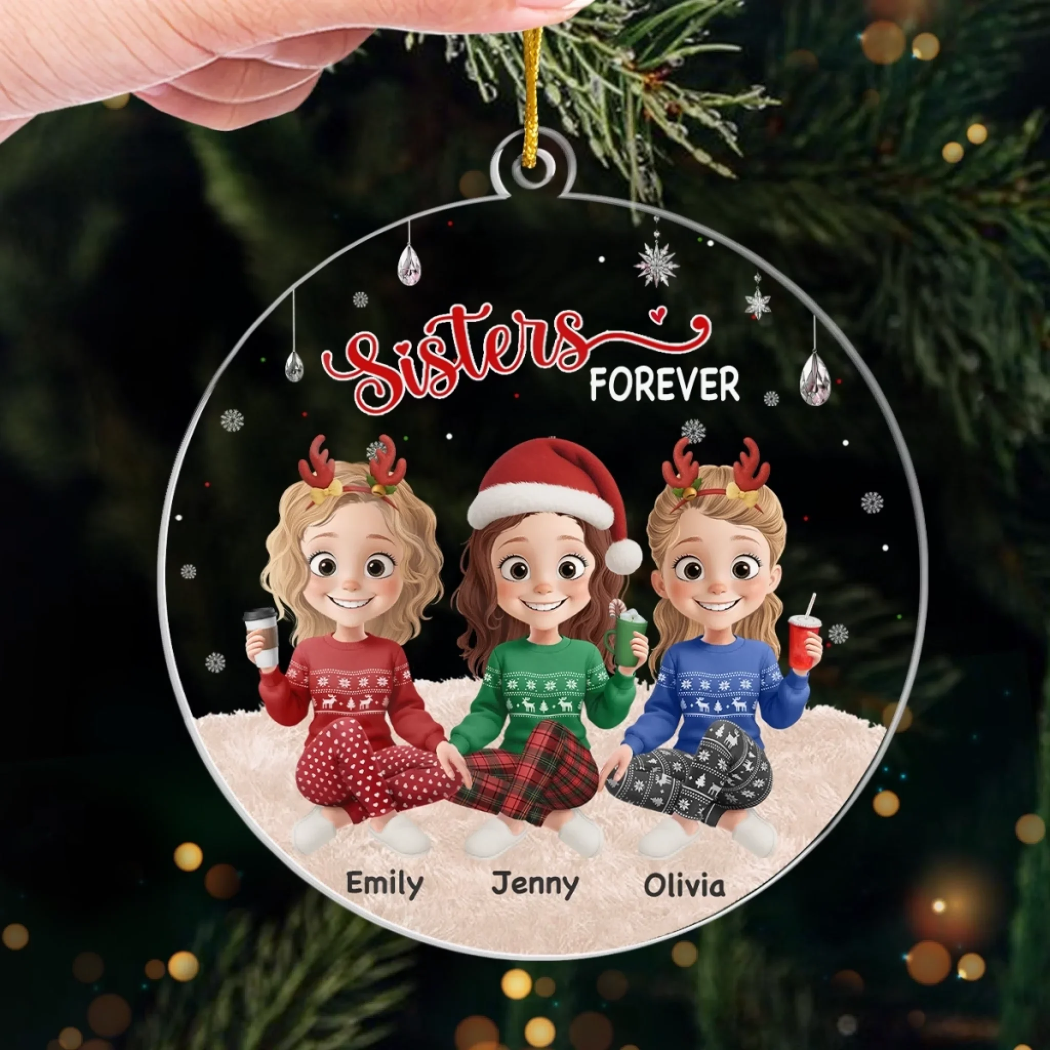 Custom Acrylic Ornament - Personalized Christmas Best Friend Birthday Gifts For Women, Besties, Sisters, BFF - Best Friends, Always And Forever - Image 4