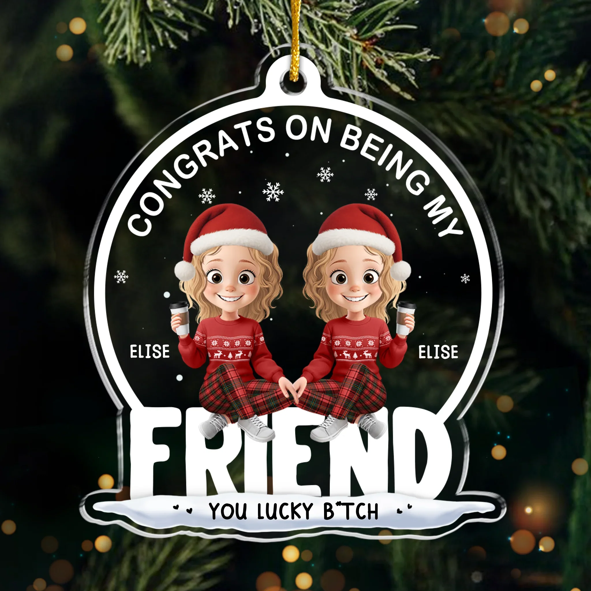 Custom Acrylic Ornament - Personalized Christmas Best Friend Birthday Gifts For Women, Besties, Sisters, BFF - Cheers To Endless Friendship - Image 2