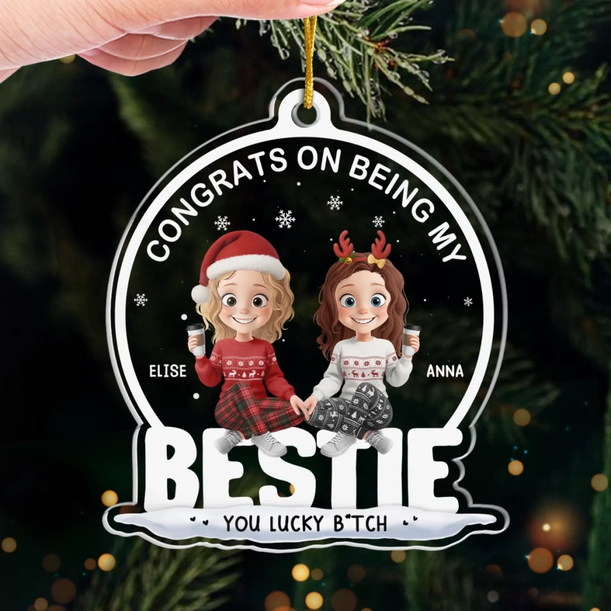 Custom Acrylic Ornament - Personalized Christmas Best Friend Birthday Gifts For Women, Besties, Sisters, BFF - Cheers To Endless Friendship - Image 4