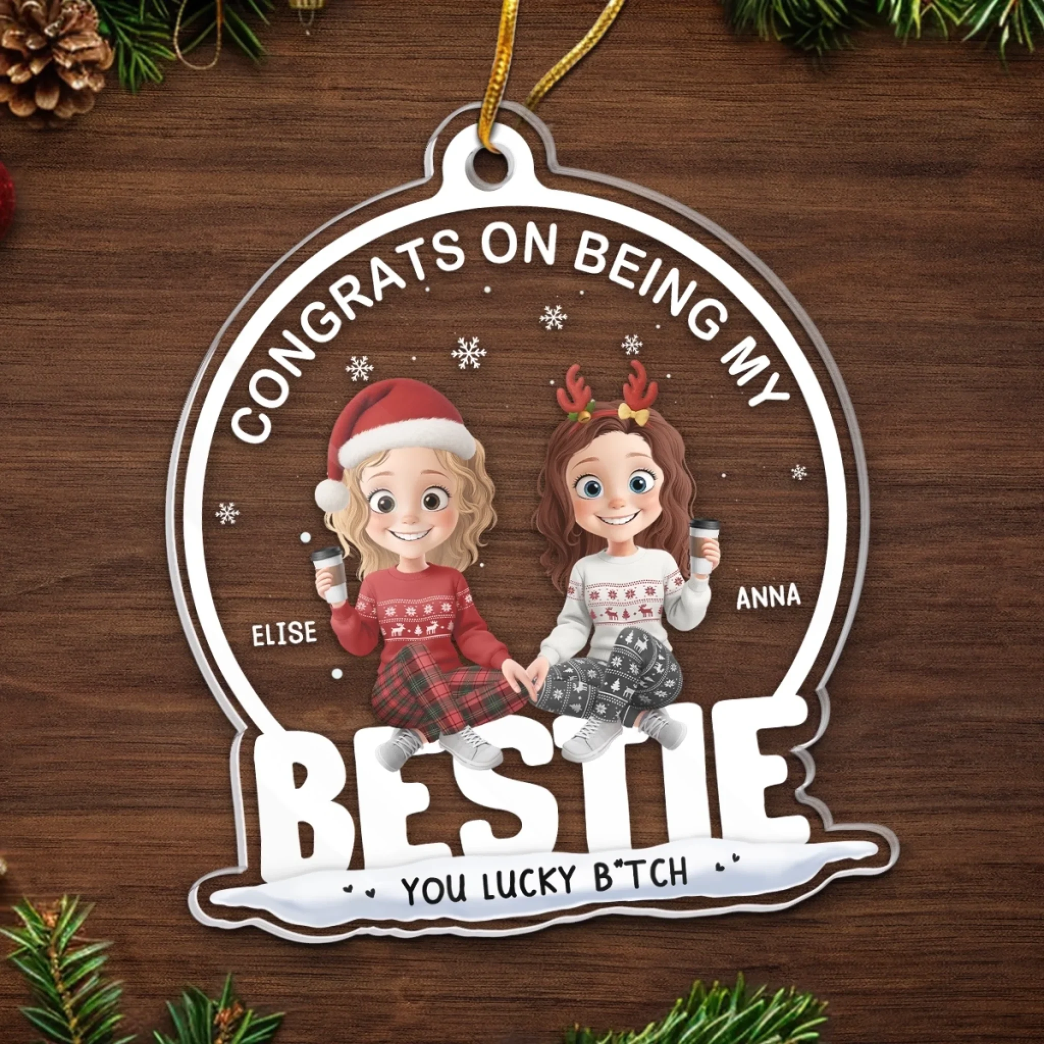Custom Acrylic Ornament - Personalized Christmas Best Friend Birthday Gifts For Women, Besties, Sisters, BFF - Cheers To Endless Friendship - Image 5
