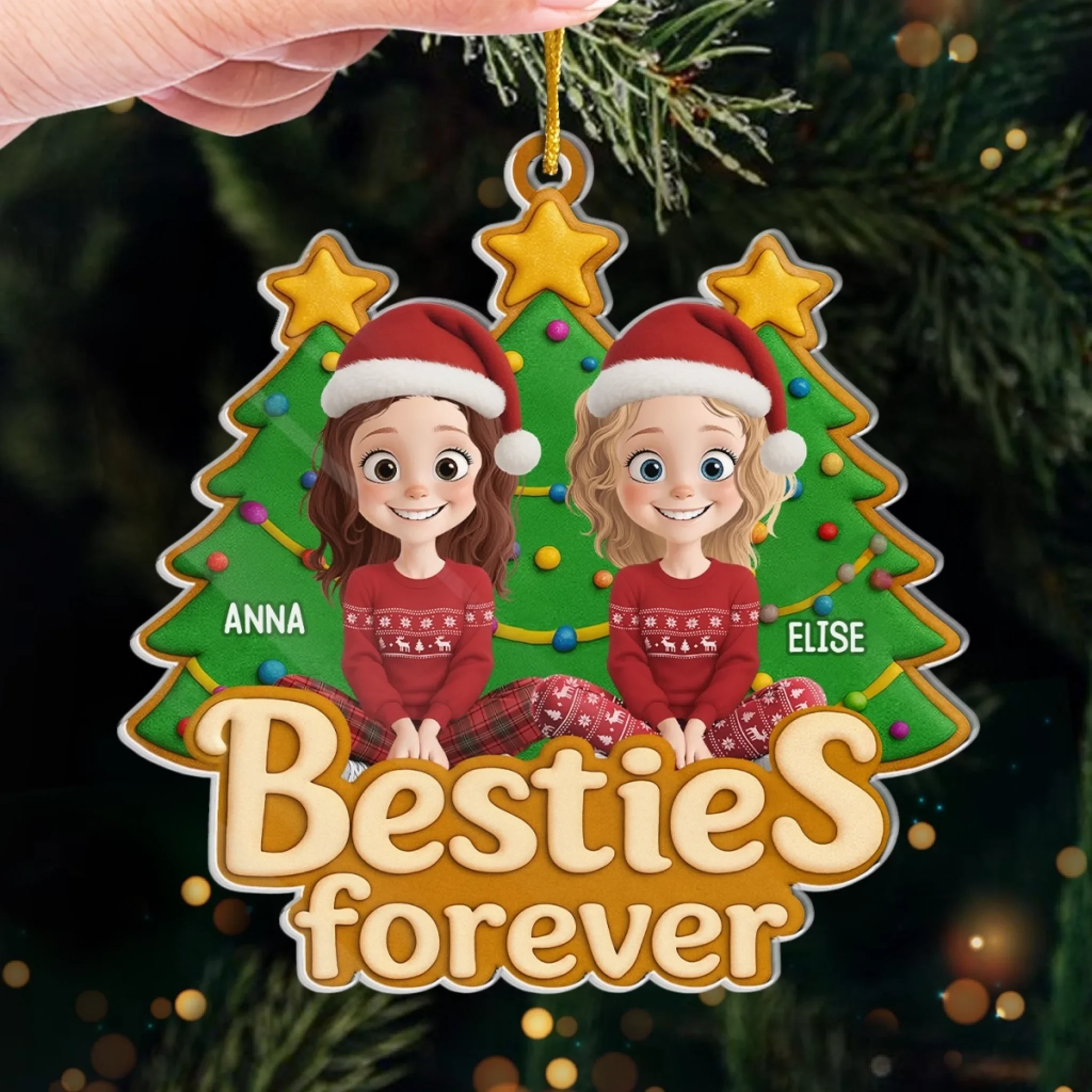 Custom Acrylic Ornament - Personalized Christmas Best Friend Birthday Gifts For Women, Besties, Sisters, BFF - Christmas Vibes With Besties - Image 4