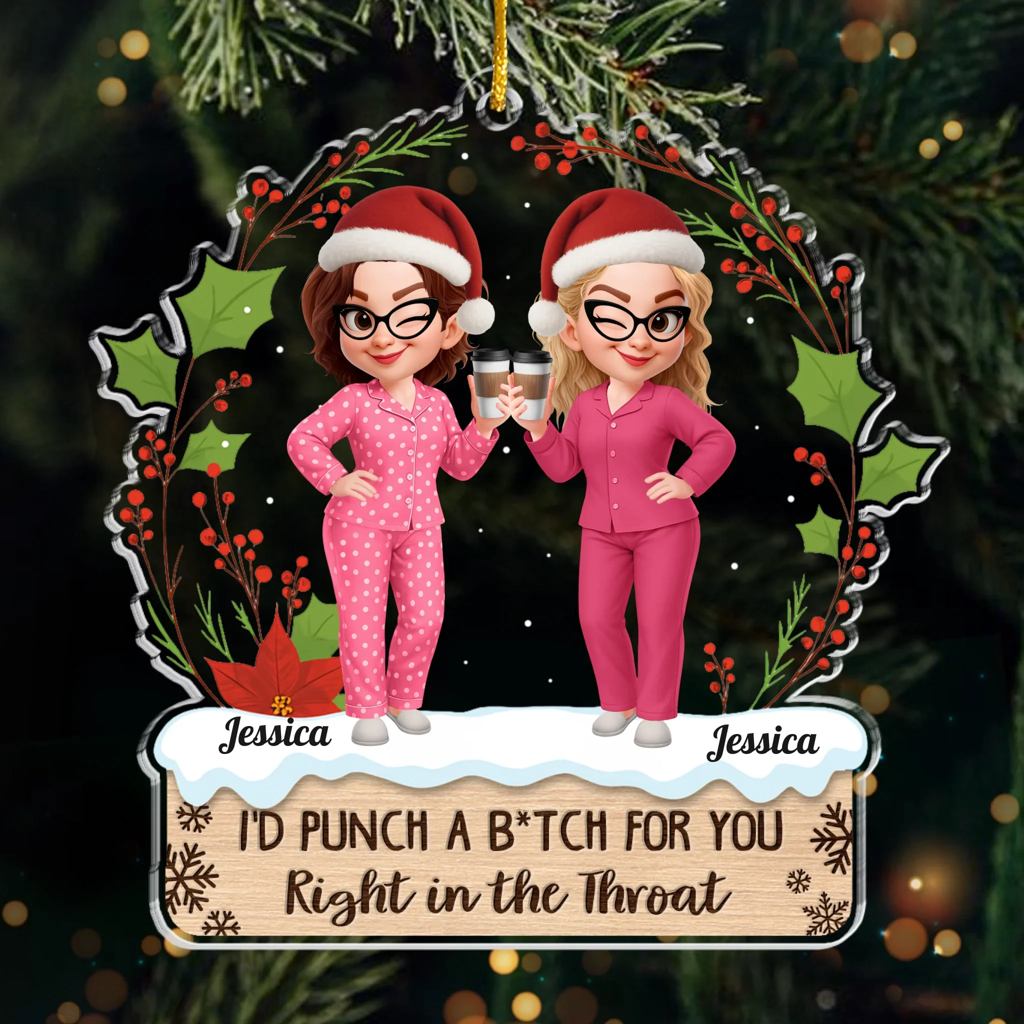 Custom Acrylic Ornament - Personalized Christmas Best Friend Birthday Gifts For Women, Besties, Sisters, BFF - Twinkling Lights True Friendship - Image 2