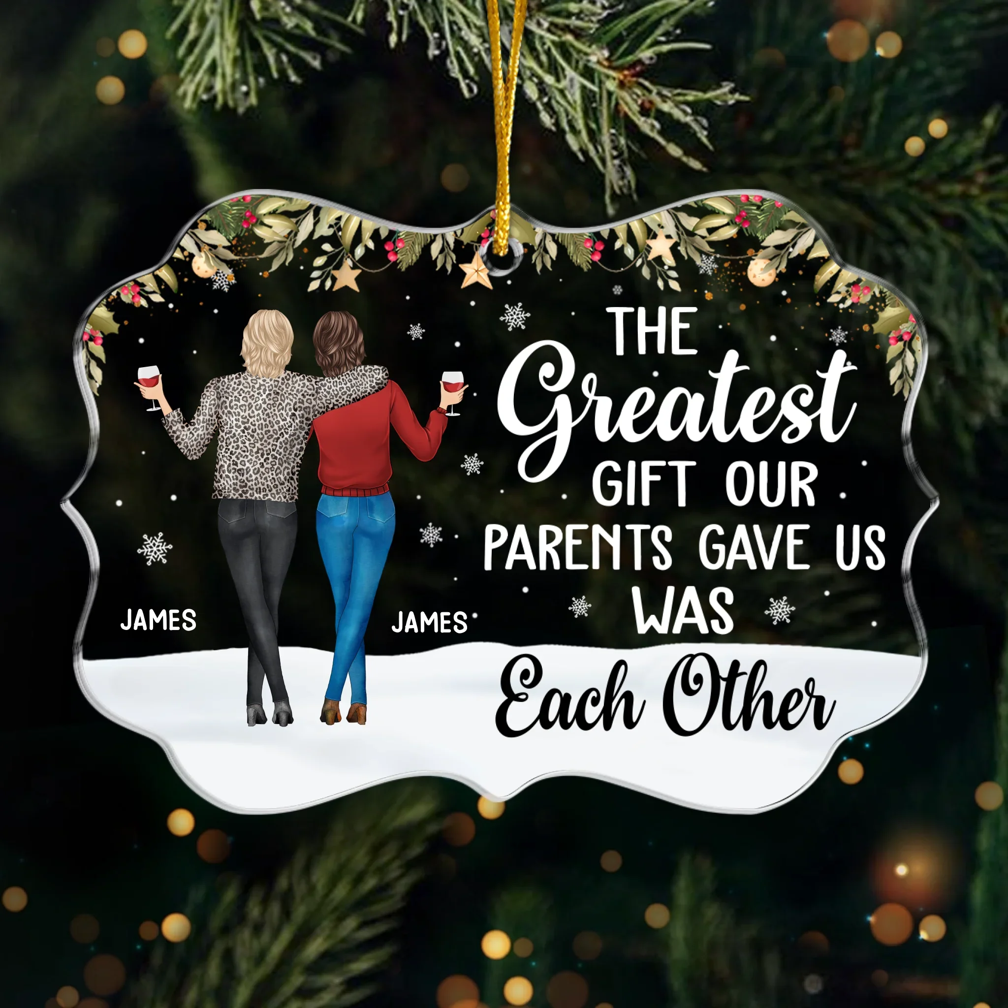 Custom Acrylic Ornament - Personalized Christmas Birthday Gifts For Brother, Sister - Blessed With Each Other - Image 2