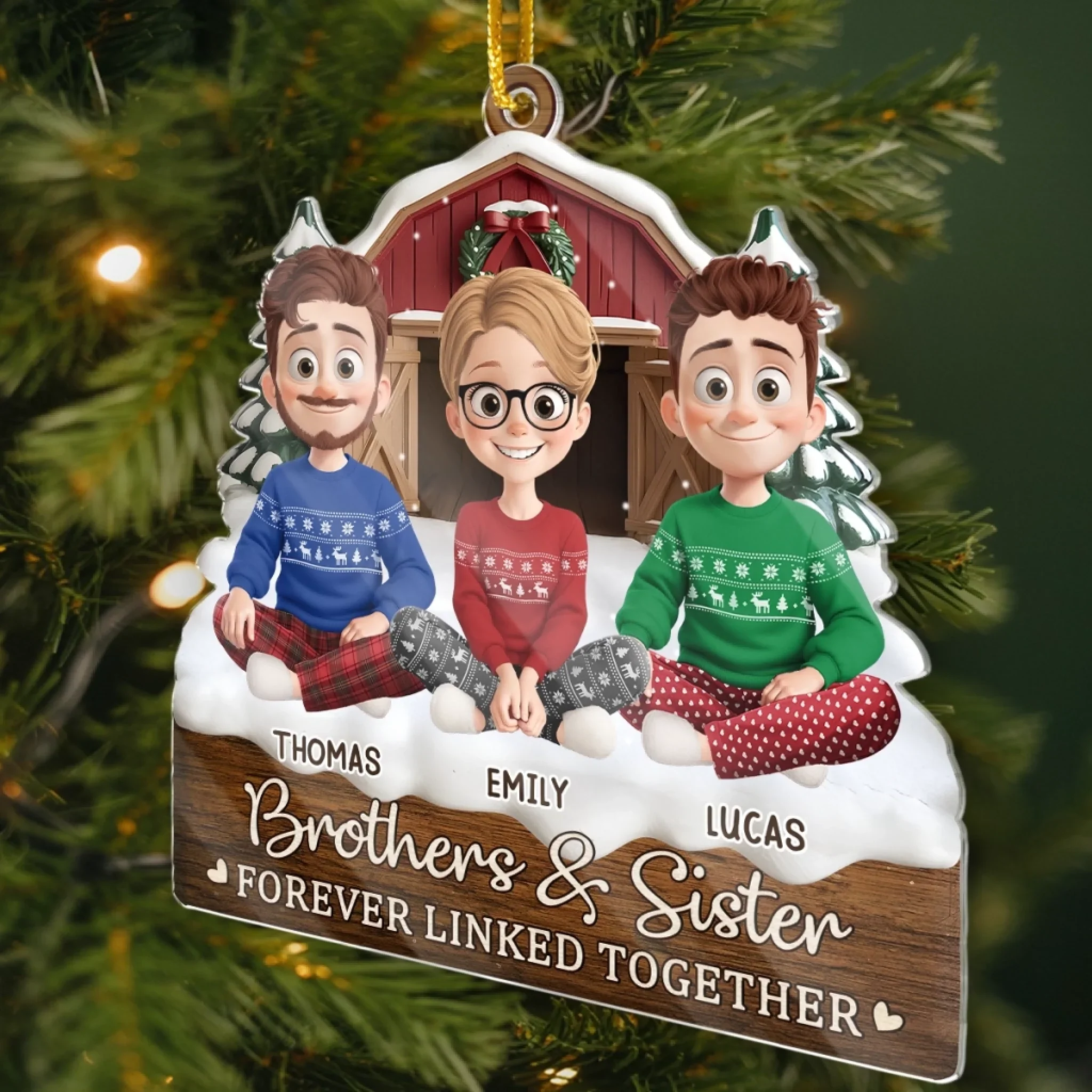 Custom Acrylic Ornament - Personalized Christmas Birthday Gifts For Brother, Sister - Warm Hearts Forever - Image 3