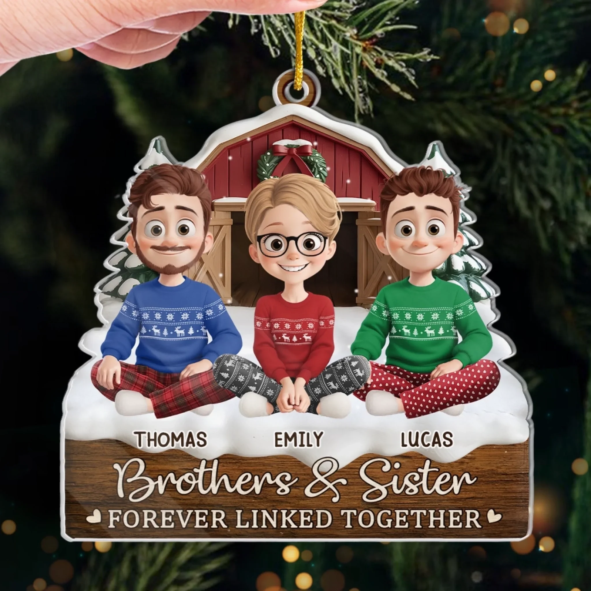 Custom Acrylic Ornament - Personalized Christmas Birthday Gifts For Brother, Sister - Warm Hearts Forever - Image 4