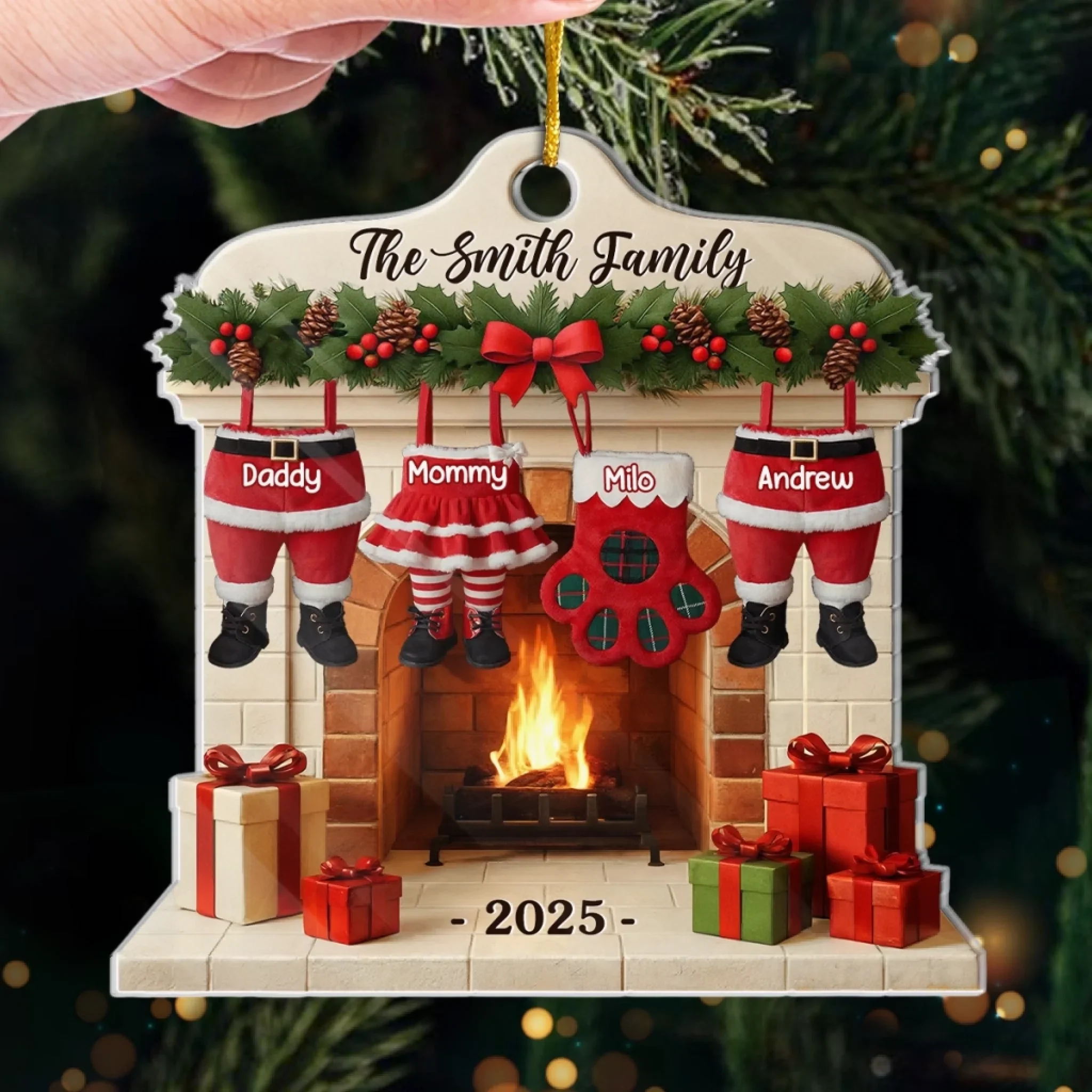 Custom Acrylic Ornament - Personalized Christmas Birthday Gifts For Mom, Dad, Brother, Sister, Kids - Love Gathers Where We Are - Image 4