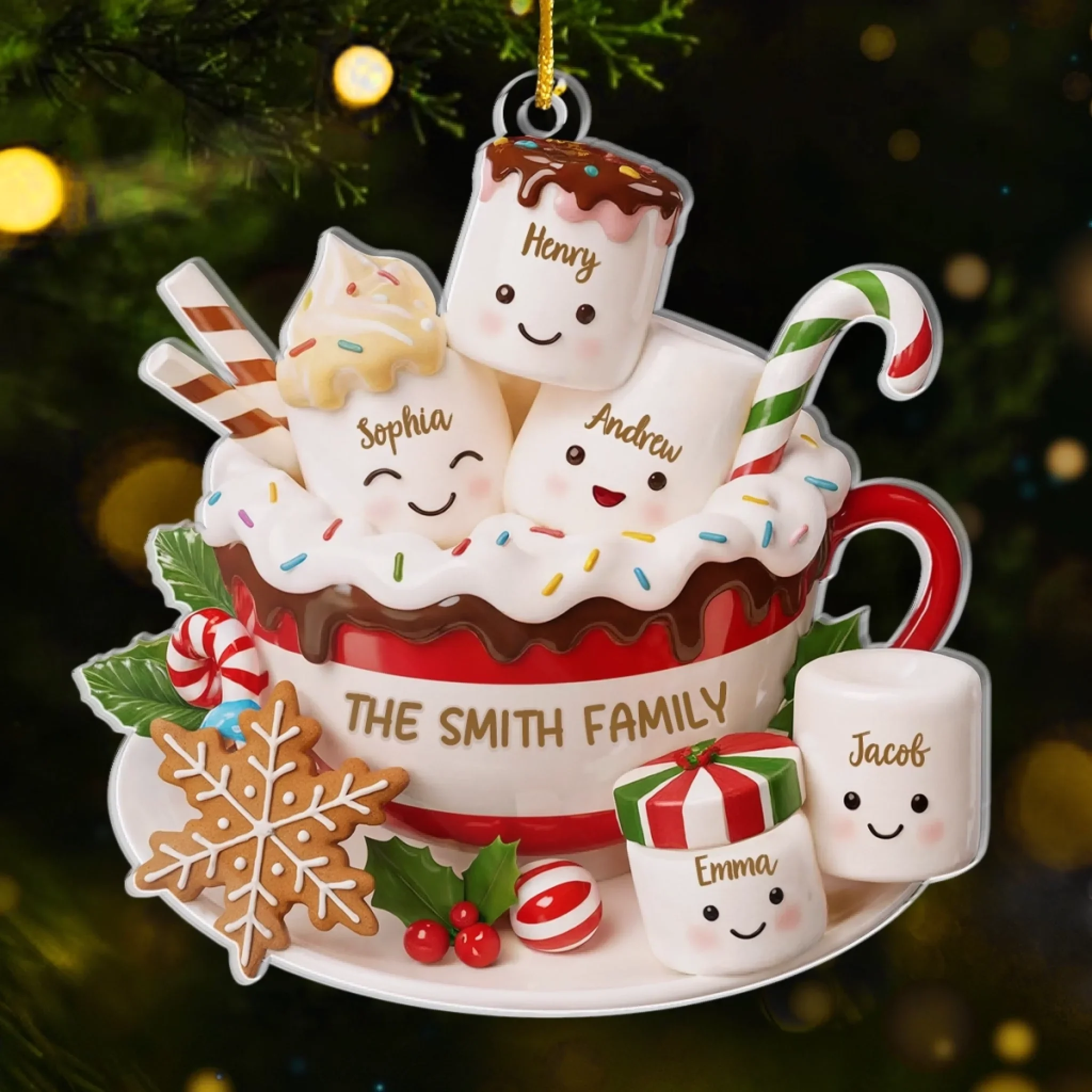 Custom Acrylic Ornament - Personalized Christmas Birthday Gifts For Mom, Dad, Brother, Sister, Kids - Together We Glow This Noel