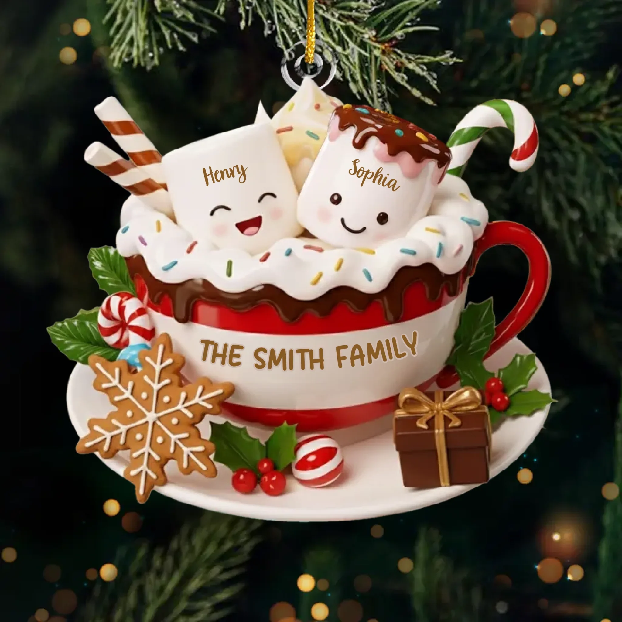 Custom Acrylic Ornament - Personalized Christmas Birthday Gifts For Mom, Dad, Brother, Sister, Kids - Together We Glow This Noel - Image 2
