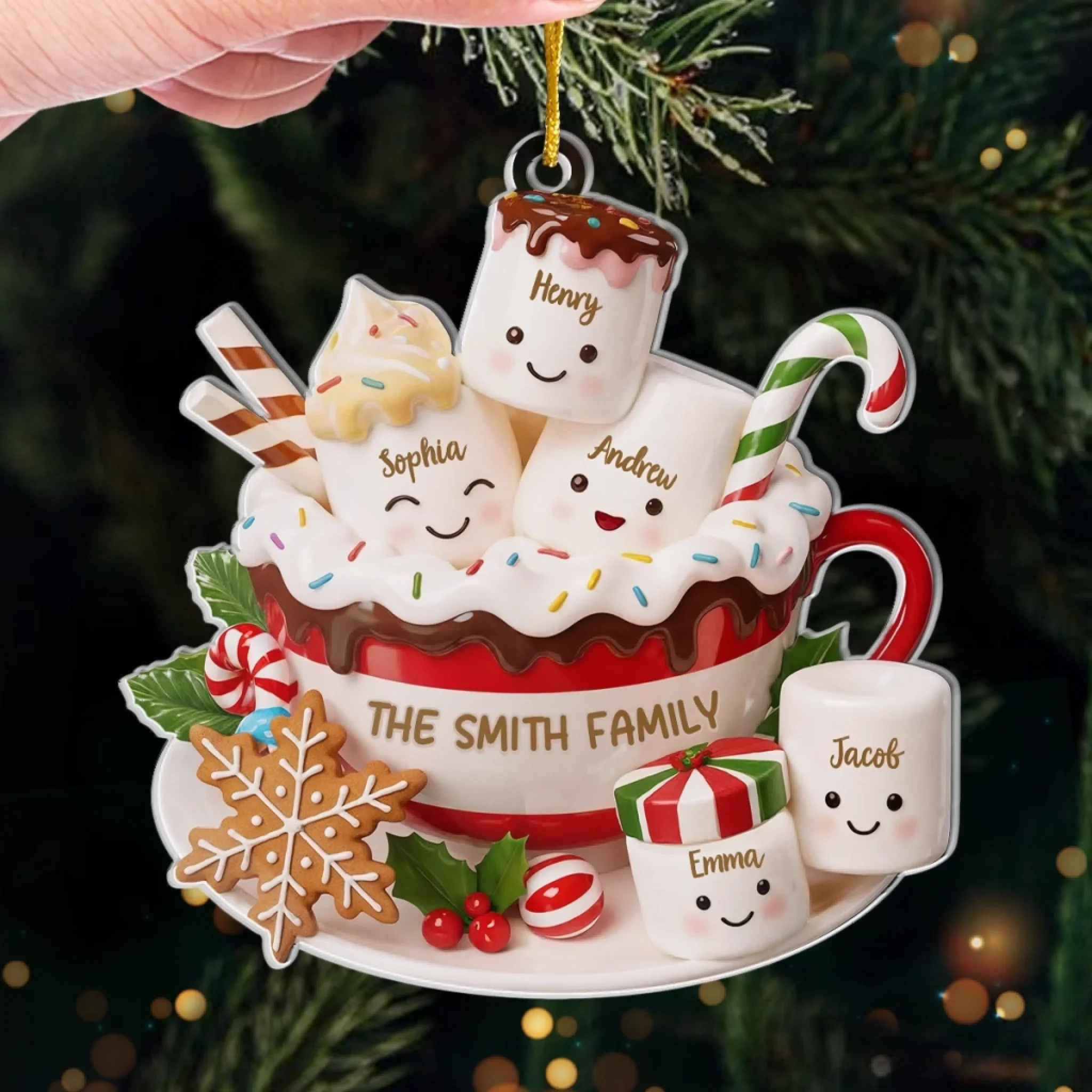 Custom Acrylic Ornament - Personalized Christmas Birthday Gifts For Mom, Dad, Brother, Sister, Kids - Together We Glow This Noel - Image 4