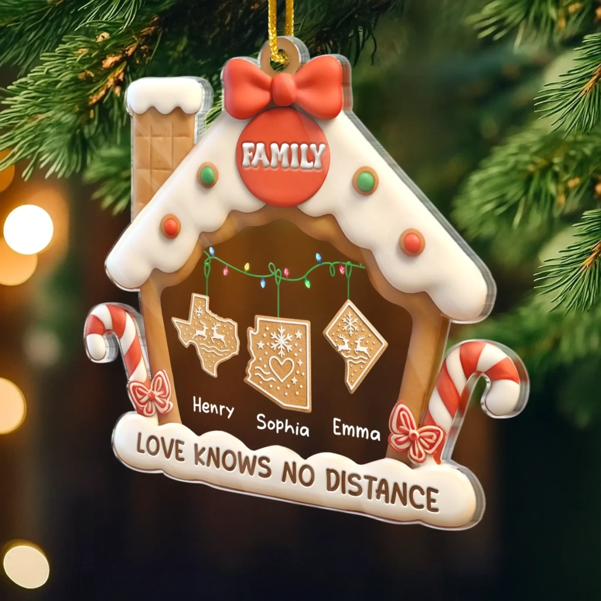 Custom Long Distance Acrylic Ornament - Personalized Christmas Birthday Gifts For Mom, Dad, Kids - Always Together, No Matter Where - Image 3