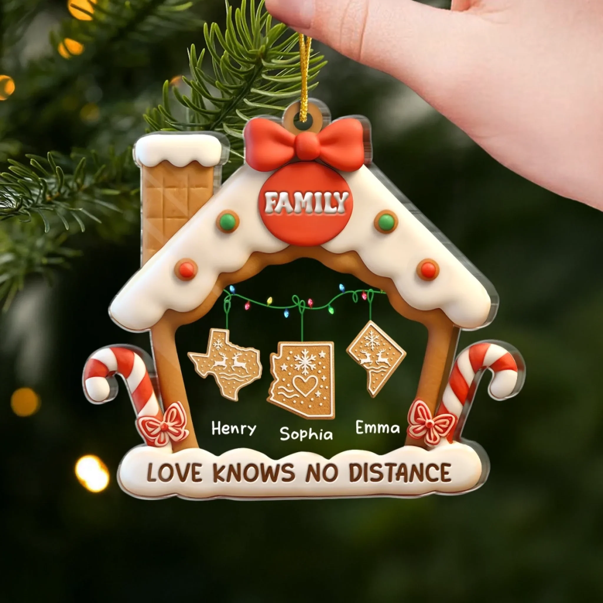 Custom Long Distance Acrylic Ornament - Personalized Christmas Birthday Gifts For Mom, Dad, Kids - Always Together, No Matter Where - Image 4