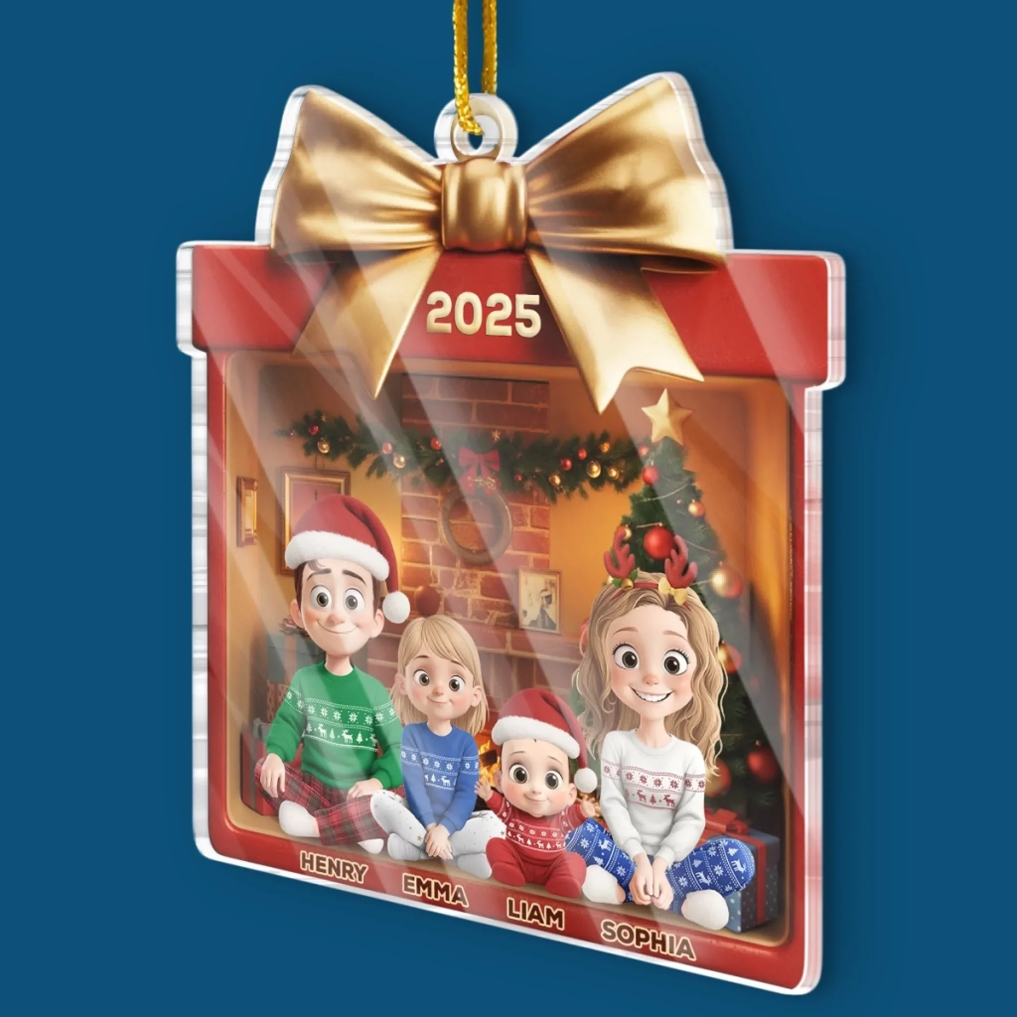 Custom Acrylic Ornament - Personalized Christmas Birthday Gifts For Mom, Dad, Kids - Golden Bow, Endless Love - Image 3