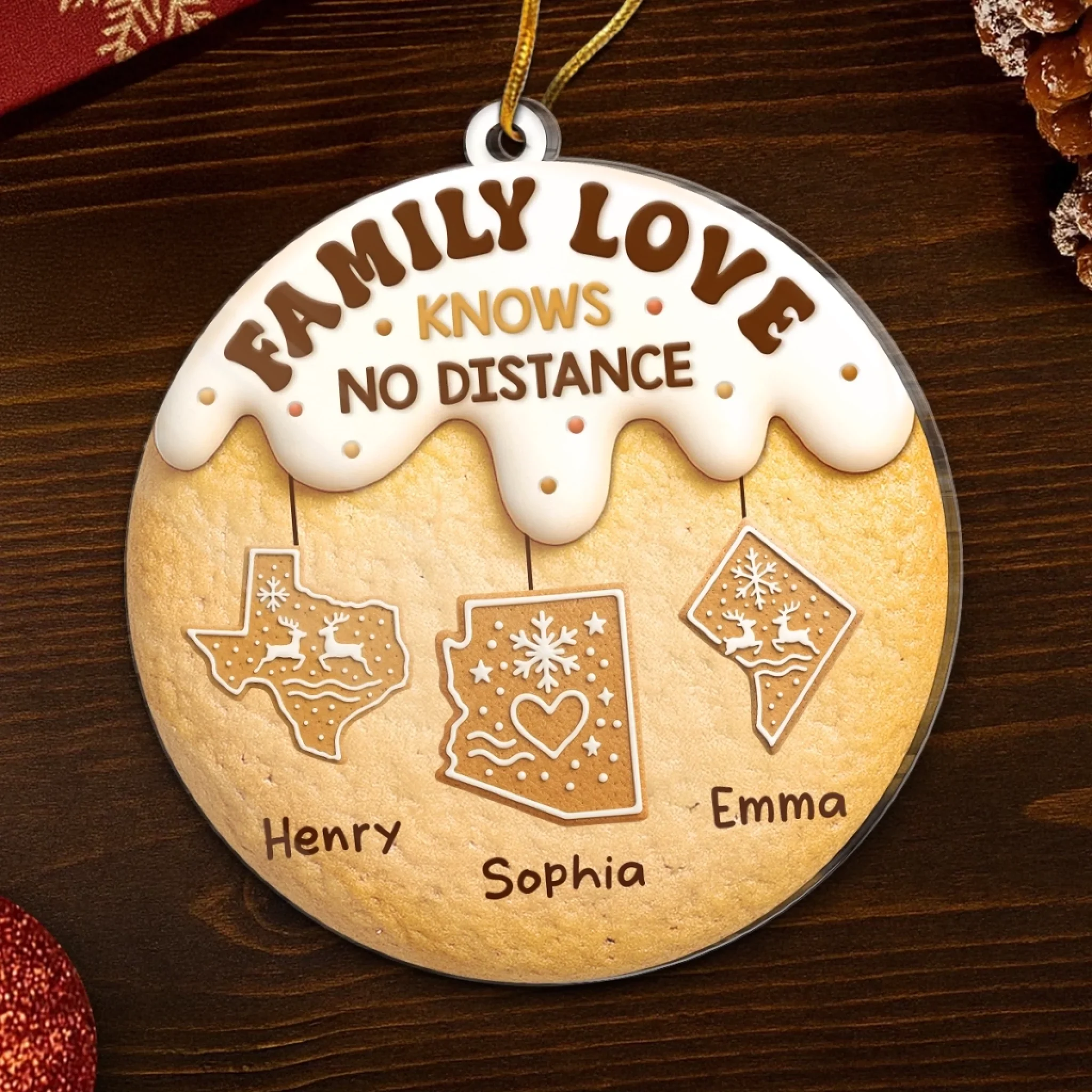 Custom Acrylic Ornament - Personalized Christmas Birthday Gifts For Mom, Dad, Kids - Love Connects Every Mile - Image 5