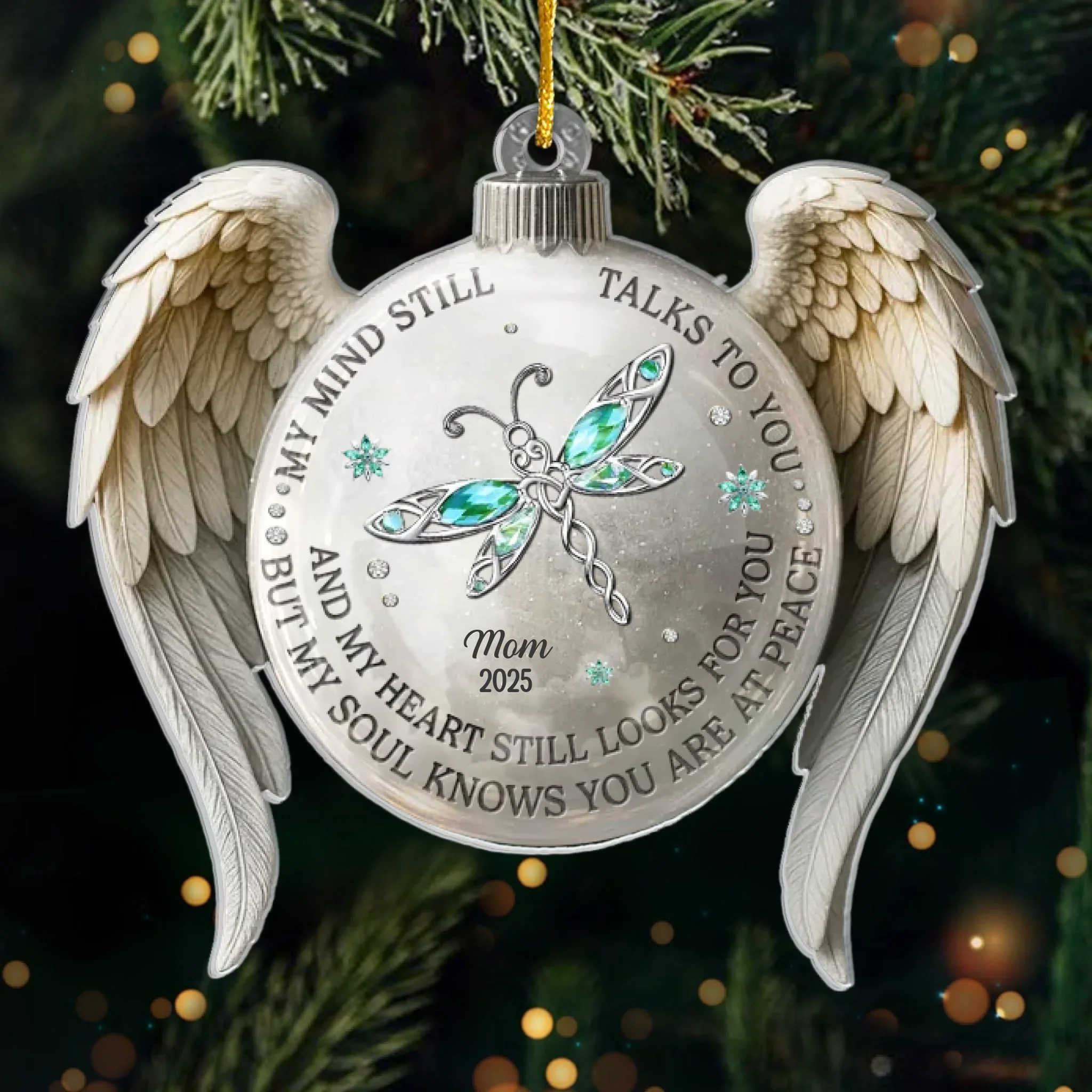 Custom Acrylic Ornament - Personalized Christmas Memorial Sympathy Gifts For Loss Of Mom, Dad - Holding You In Gentle Memory - Image 2