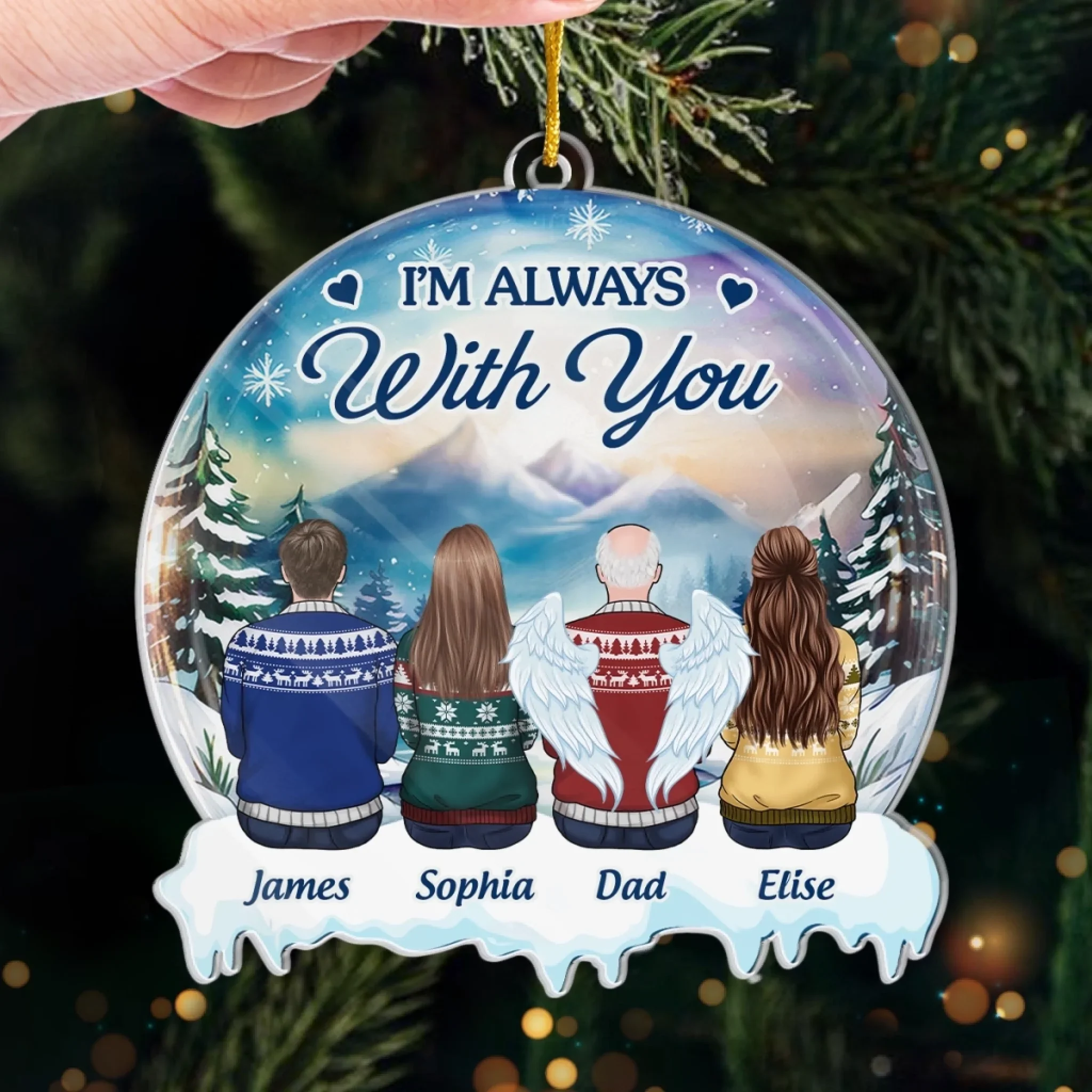 Custom Acrylic Ornament - Personalized Christmas Memorial Sympathy Gifts For Loss Of Mom, Dad - Love Remains Though You Are Gone - Image 4