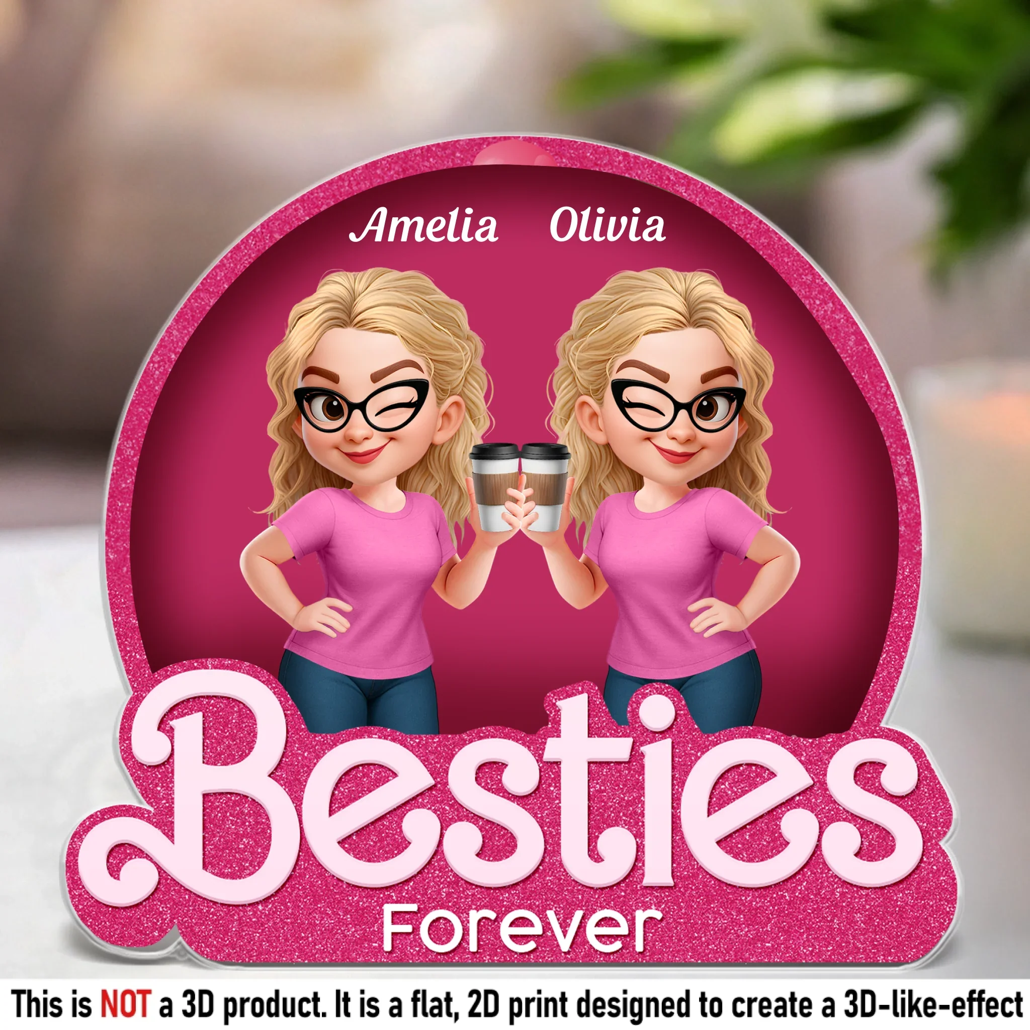 Custom Acrylic Plaque - Personalized Best Friend Birthday Gifts For Women, Besties, Sisters, BFF - Besties Forever Side By Side - Image 2