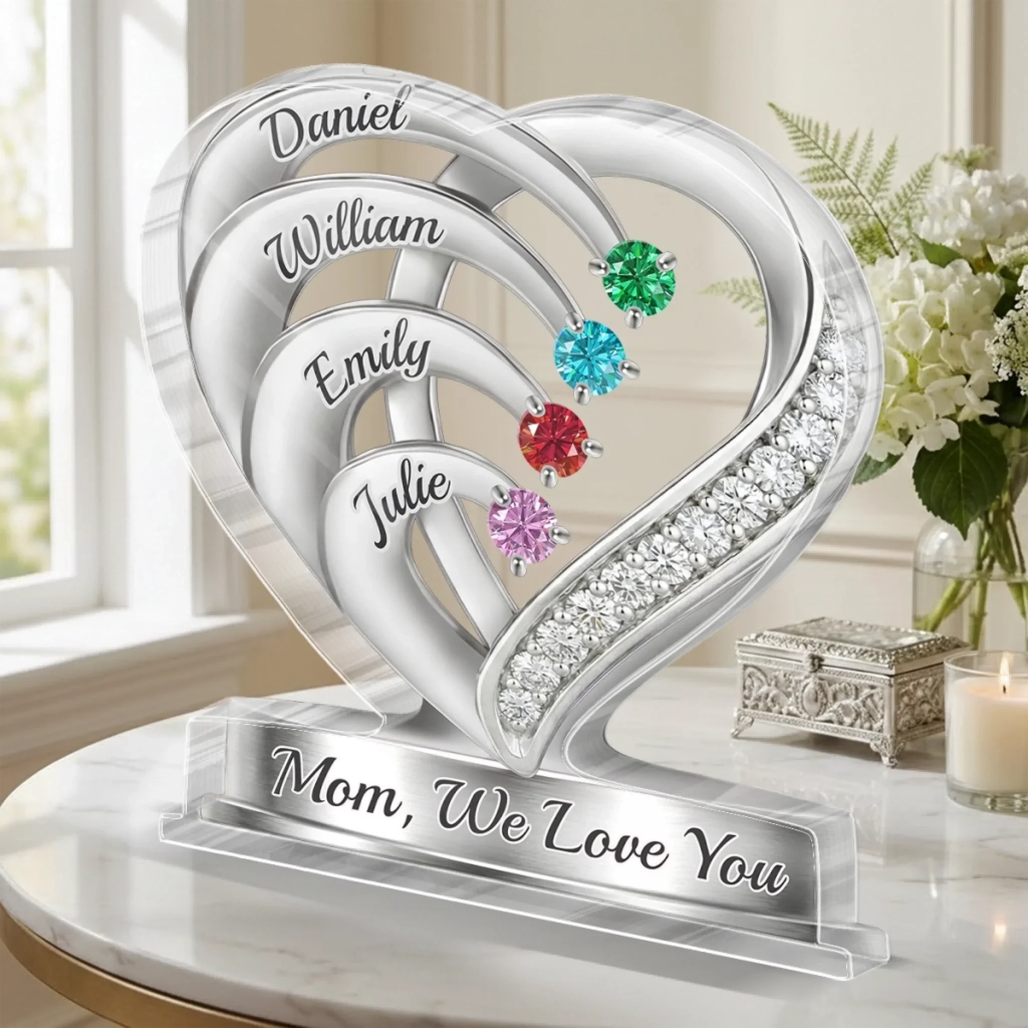 Custom Acrylic Plaque - Personalized Mother's Day Birthday Gifts For Mom, Grandma - A Heart Full Of Sparkle - Image 3