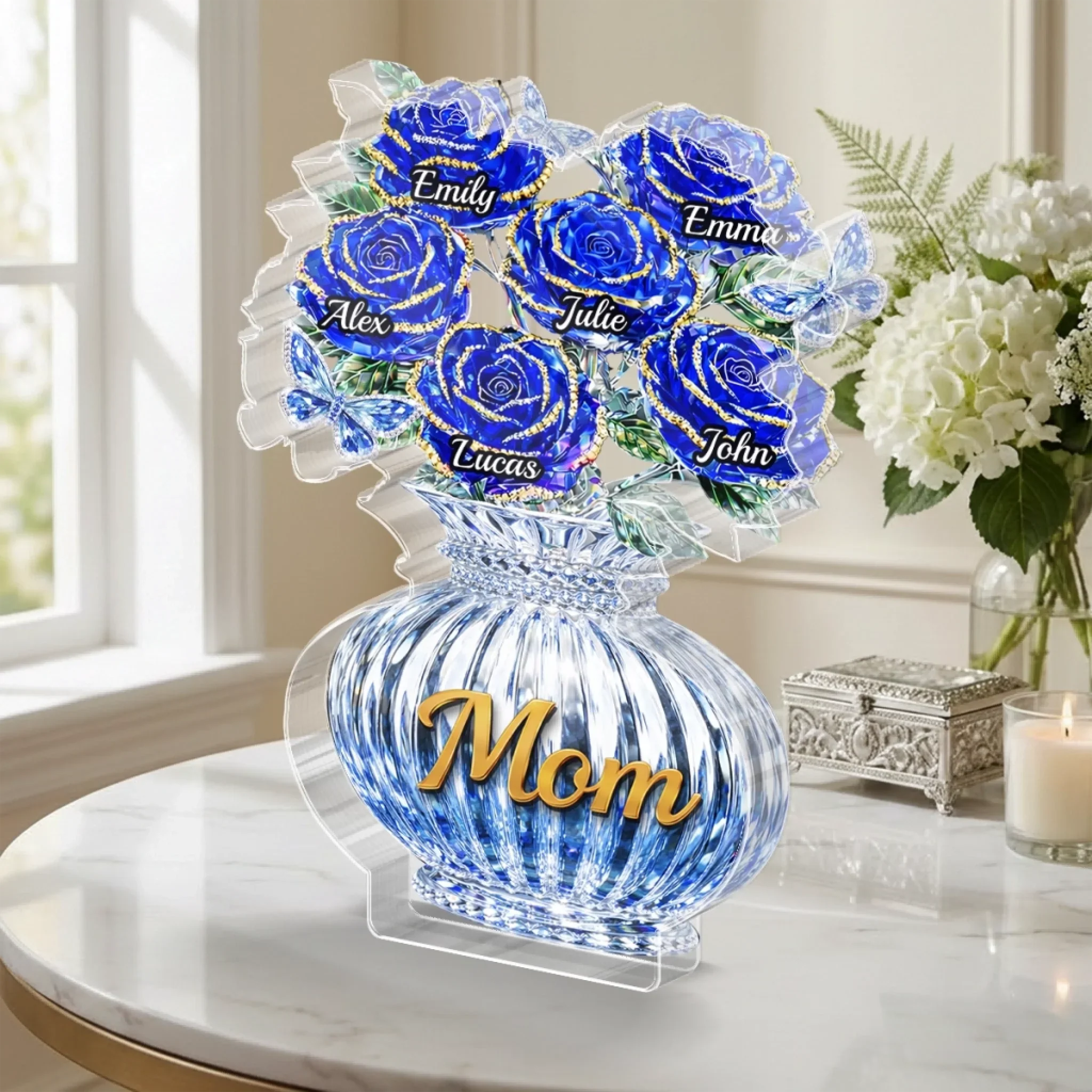 Custom Acrylic Plaque - Personalized Mother's Day Birthday Gifts For Mom, Grandma - Love Shines In Blue - Image 3